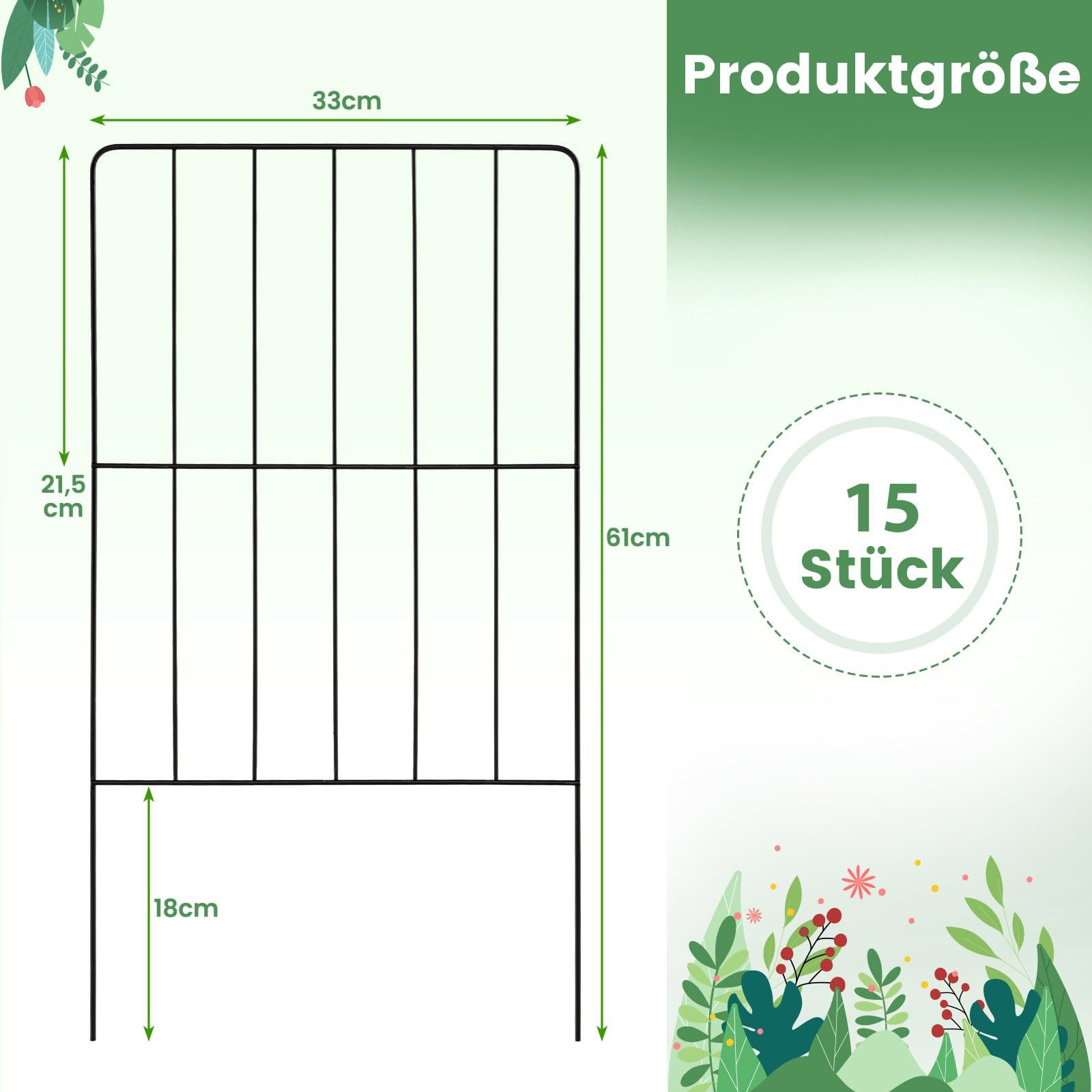 COSTWAY Gartenzaun, 15 St. Beetzaun, Absperrzaun, günstig online kaufen