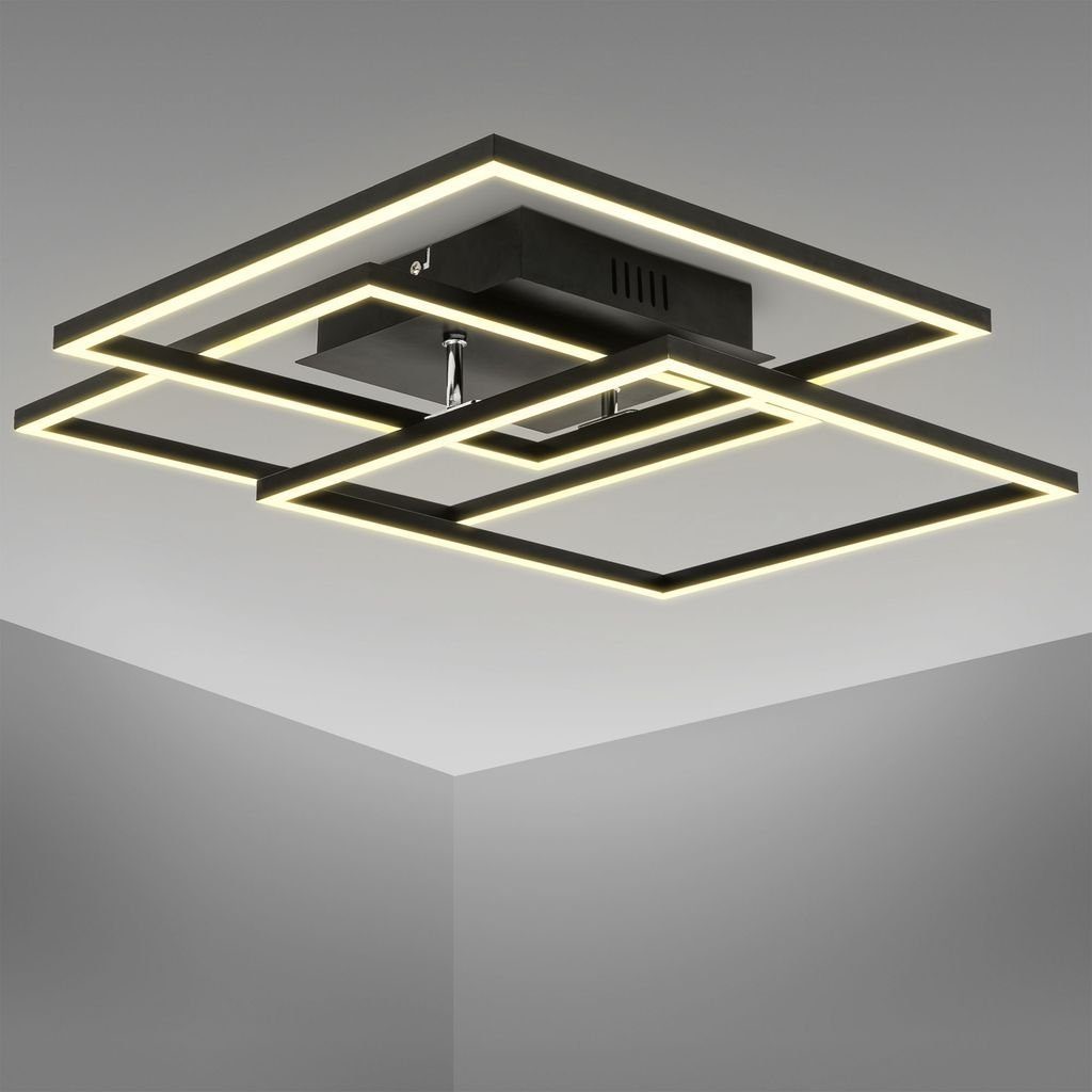 40W Deckenlampe schwarz fest 4000lm LED Warmweiß, mm B.K.Licht Modern Deckenleuchte 3.000K integriert, IP20 - 568x568x95 Frame Warmweiß BKL1505, LED