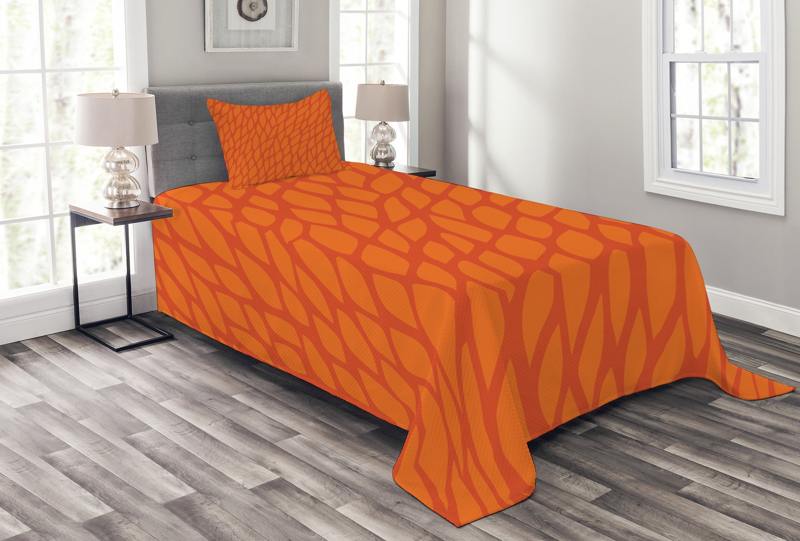 Abakuhaus, Zusammenfassung orange Waschbar, mit Tagesdecke Laub Set Burnt Kissenbezügen