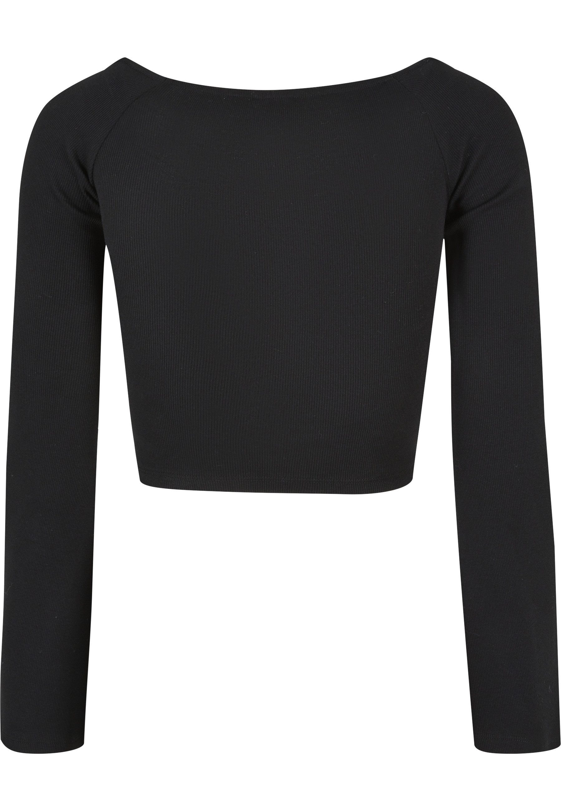 URBAN CLASSICS Langarmshirt Urban Classics Damen Ladies Short Rib Wide V-Ne günstig online kaufen