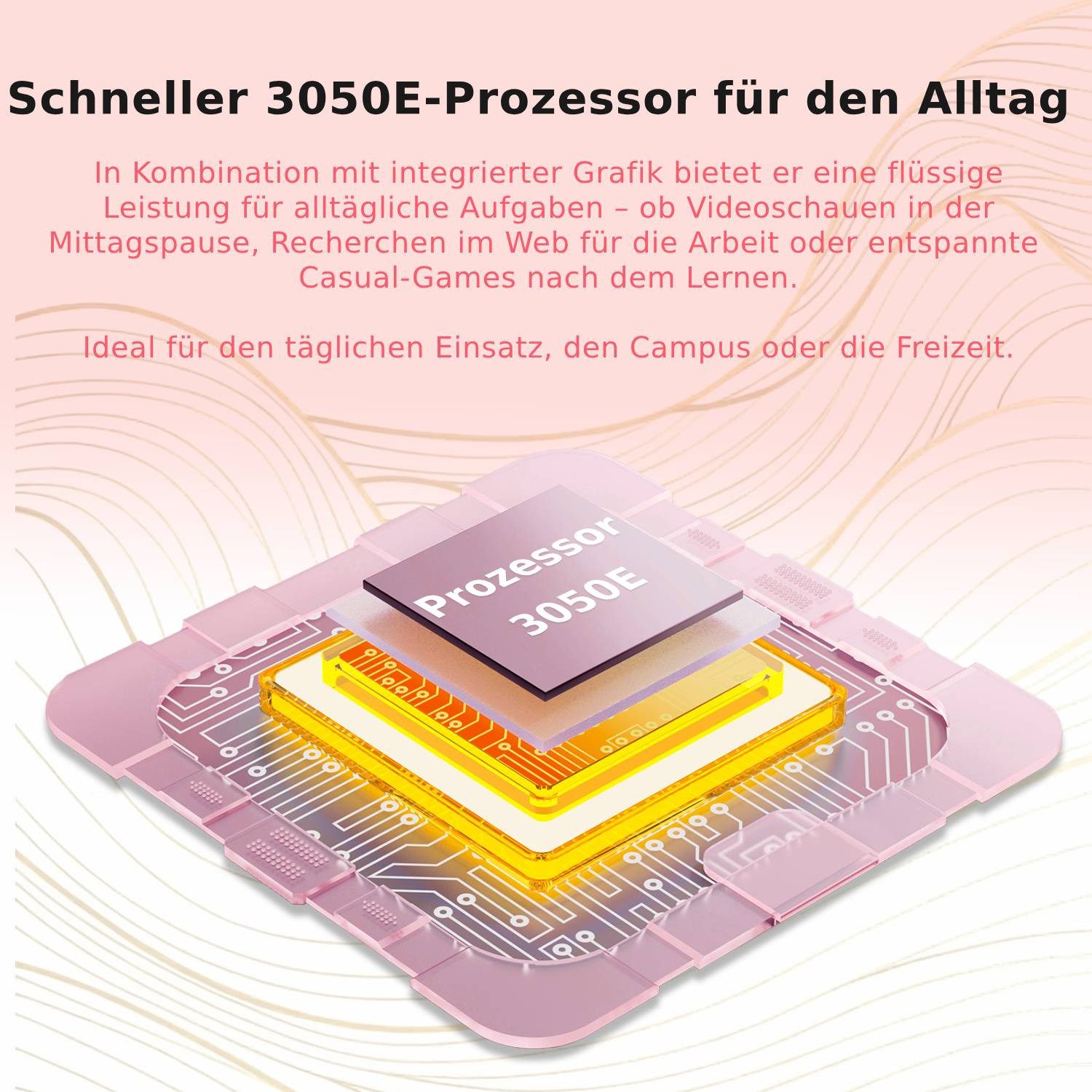 Auusda T156A Rosa/Silber Laptop, 15.6 Zoll, 3050e Prozessor, 512TB NVMe SSD Notebook (Core 3050E, 512 GB SSD, mit beleuchtete Tastatur und integrierter Privacy-Kamera)