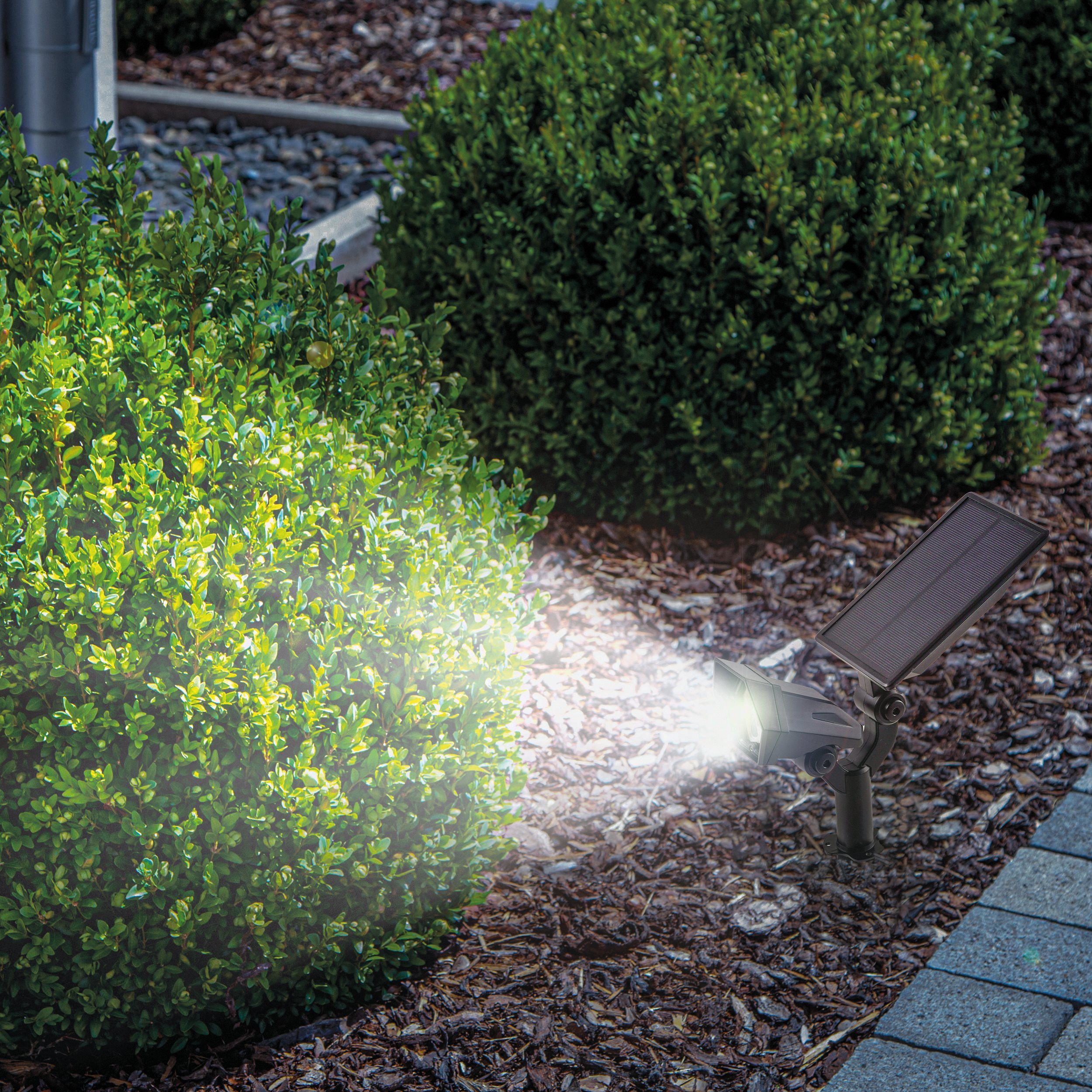 esotec LED Gartenstrahler Solarstrahler LED-Gartenspot, 5 LEDs 6000K kaltweiß 240lm Akku 102048, LED fest integriert