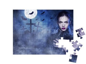 puzzleYOU Puzzle Vampirfrau auf einem Friedhof, 48 Puzzleteile, puzzleYOU-Kollektionen Vampire