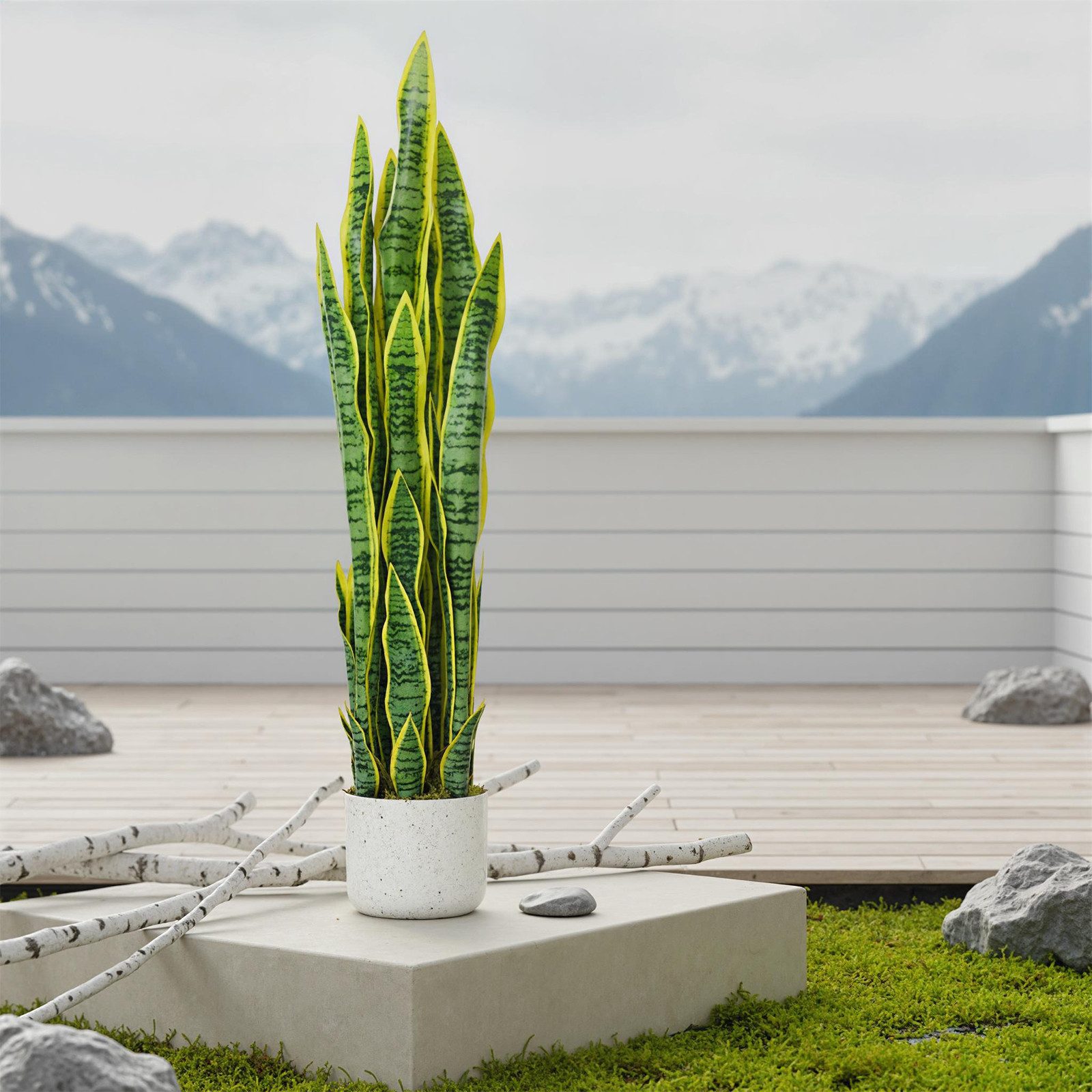Kunstpflanze 90cm Künstliche Sansevieria mit Topf, Große Künstliche Pflanzen Deko, GarveeMore, Höhe 90 cm – Bild 3 von 5