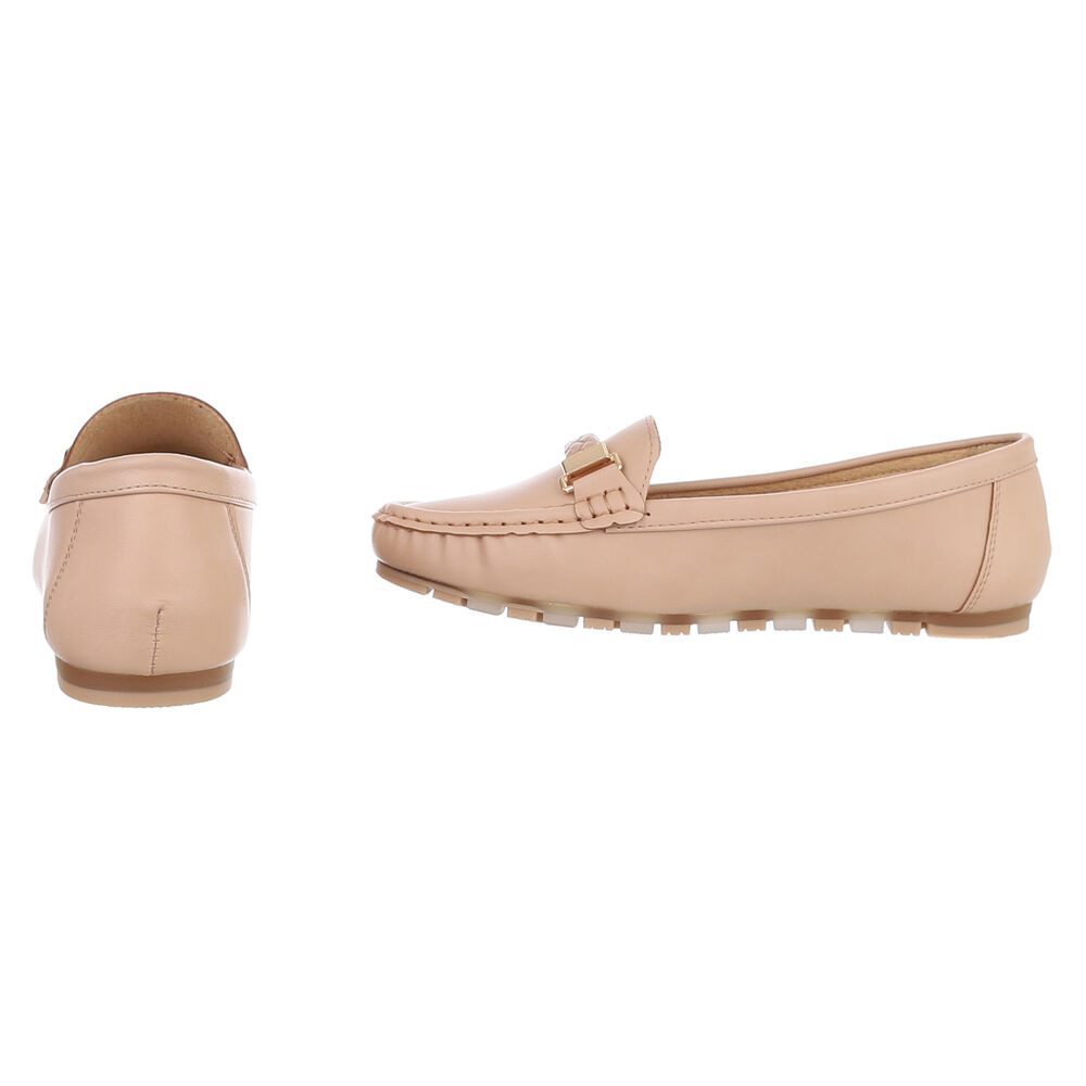 Ital-Design Eleganter Slipper – Bequeme Alltagsschuhe für Damen Slipper (89368812) Flach Mokassins in Hellbraun