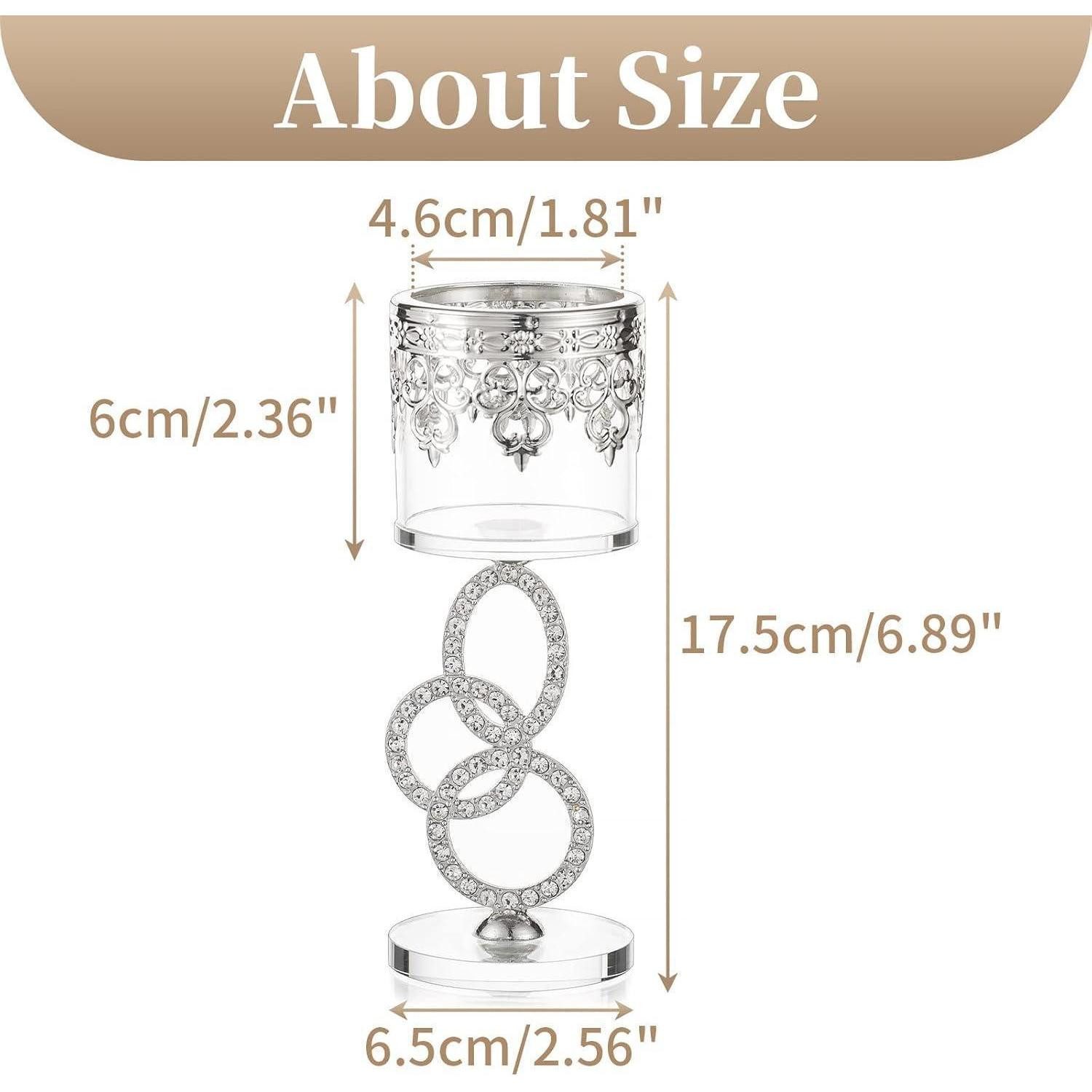 LuxusKollektion Teelichthalter Kristall Glas Teelichthalter, 2er Set Silber Stumpenkerzen Metall (2 St) – Bild 5 von 5