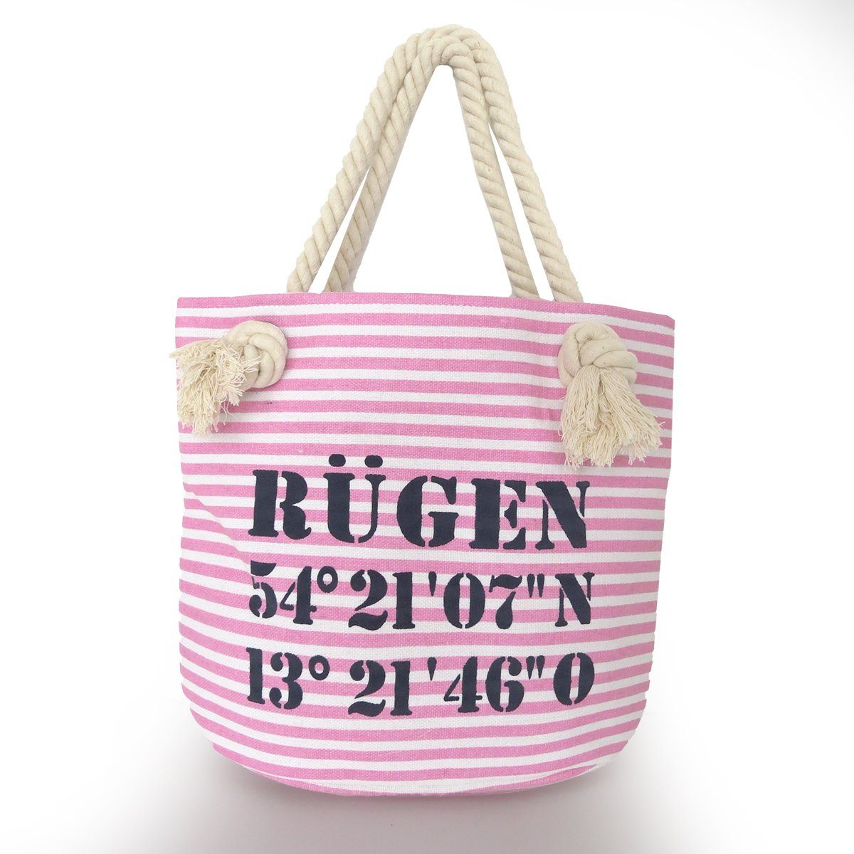 Sonia Originelli Umhängetasche XS Shopper "Rügen" Shopper Tasche Koordinaten, kleine Innentasche mit Reißverschluss rosa-marine