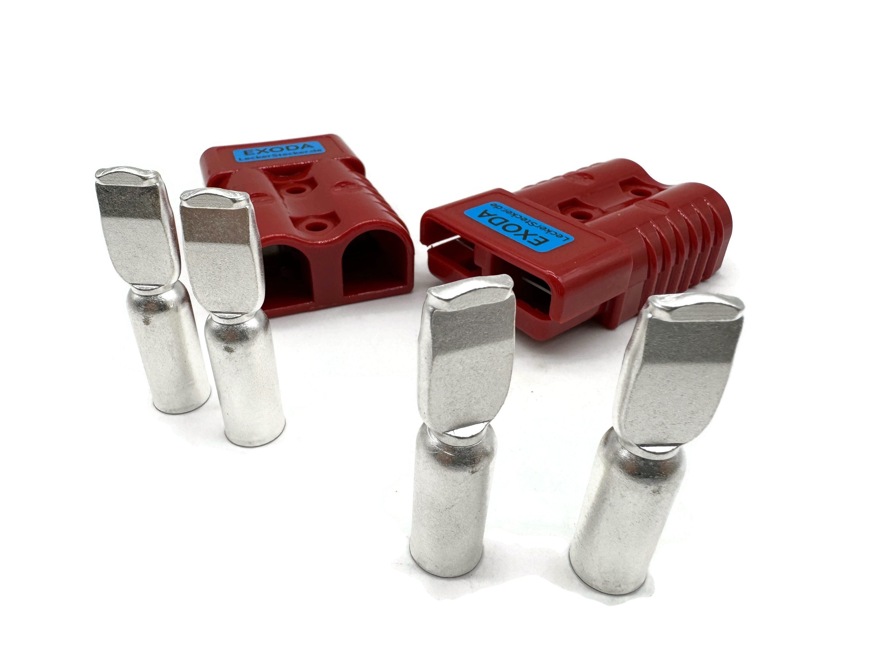 eXODA Kabelverbinder-Sortiment Batterie Set, 2 Stecker, bestehend aus jeweils 1x Gehäuse und 2x Kontakte
