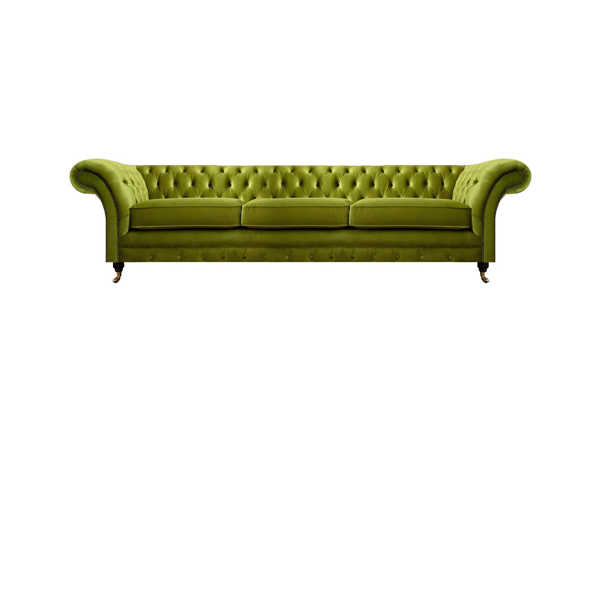 Xlmoebel Sessel Olivgrüne Chesterfield Garnitur mit eleganter Polsterung (3tlg Wohnzimmer Set (Sofa 3 Sitzer + 2x Sessel), Hergestellt in Europa