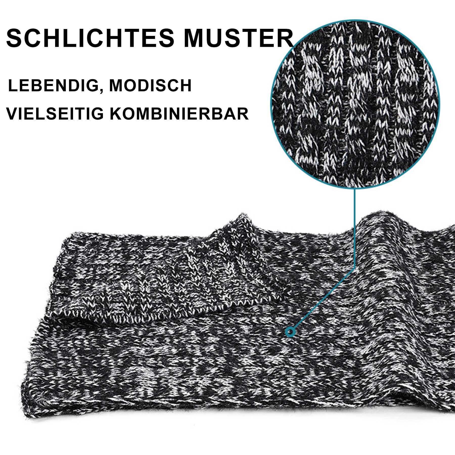 Mutig Mütze & Schal Mütze Schal Handschuh 3-Set,Gestrickt Touchscreen-Handschuhe (Winter Weich Warm,Warmes Strick-Set mit Futter,Unisex, Mütze Schal Handschuh 3-Set Für Winter Geschenk-Mehrfarbig) Das Obermaterial des Sets besteht aus hochwertigem Acryl und Nylon