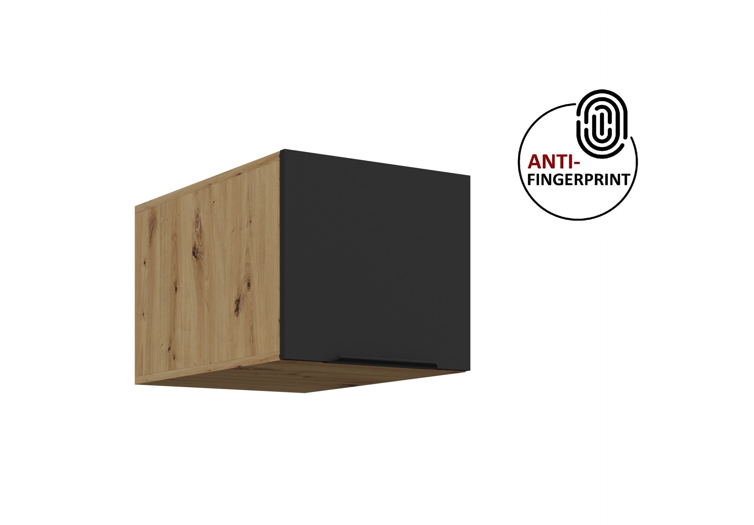 Küchen-Preisbombe Aufsatzschrank 40 cm Küche ARIA Schwarz Küchenzeile Küchenblock Anti Fingerprint