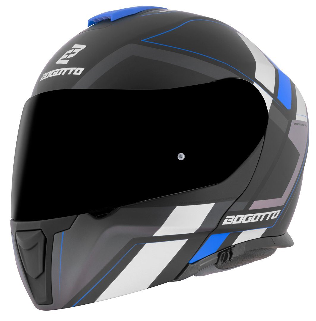 Bogotto Motorradhelm FF403 Murata Klapphelm, integriertes Sonnenvisier