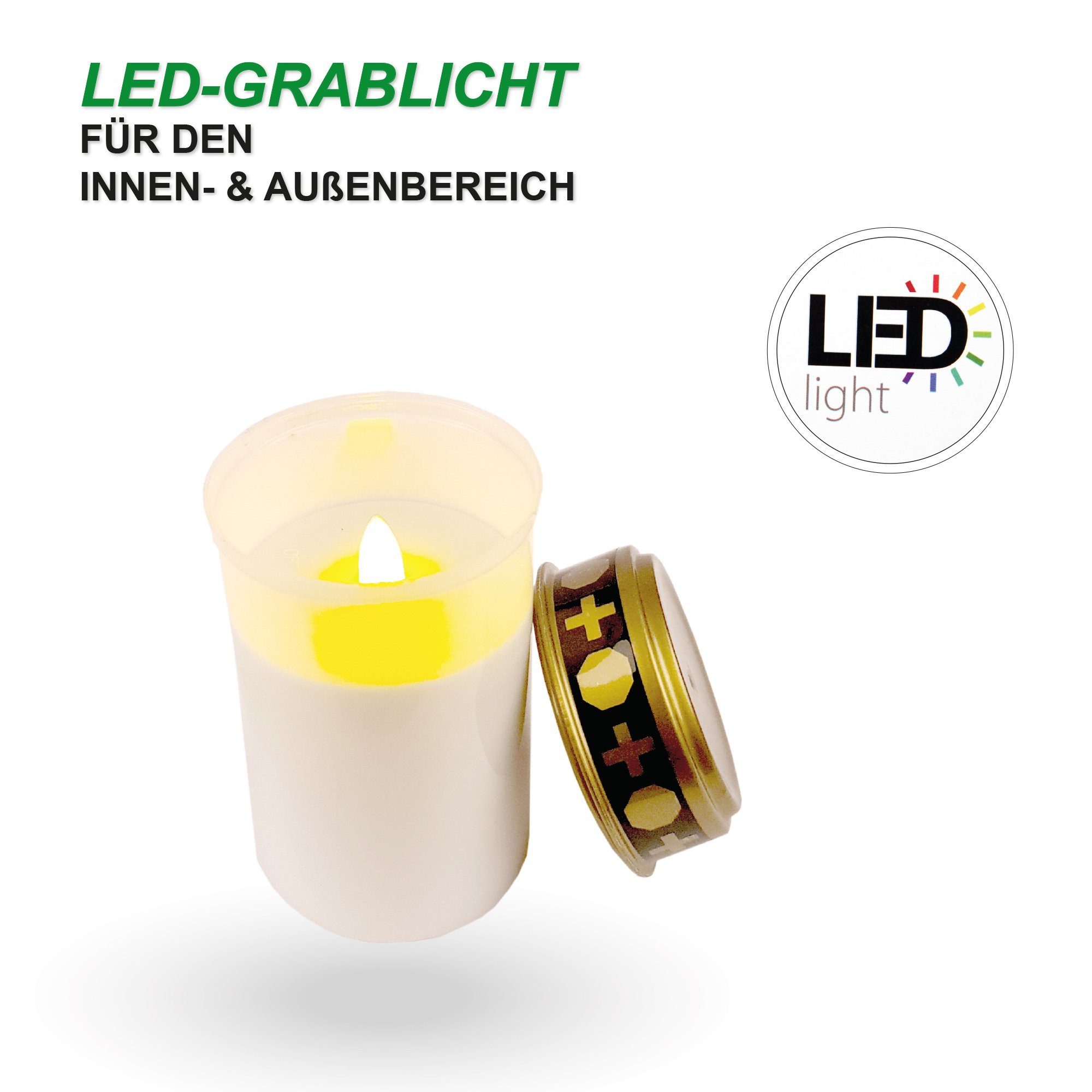 Bestlivings Grabkerze LED wetterfest, Batteriebetrieb (1-tlg), realistischer Flackereffekt, wiederverwendbar, 5-6 Wochen Leuchtdauer – Bild 4 von 5