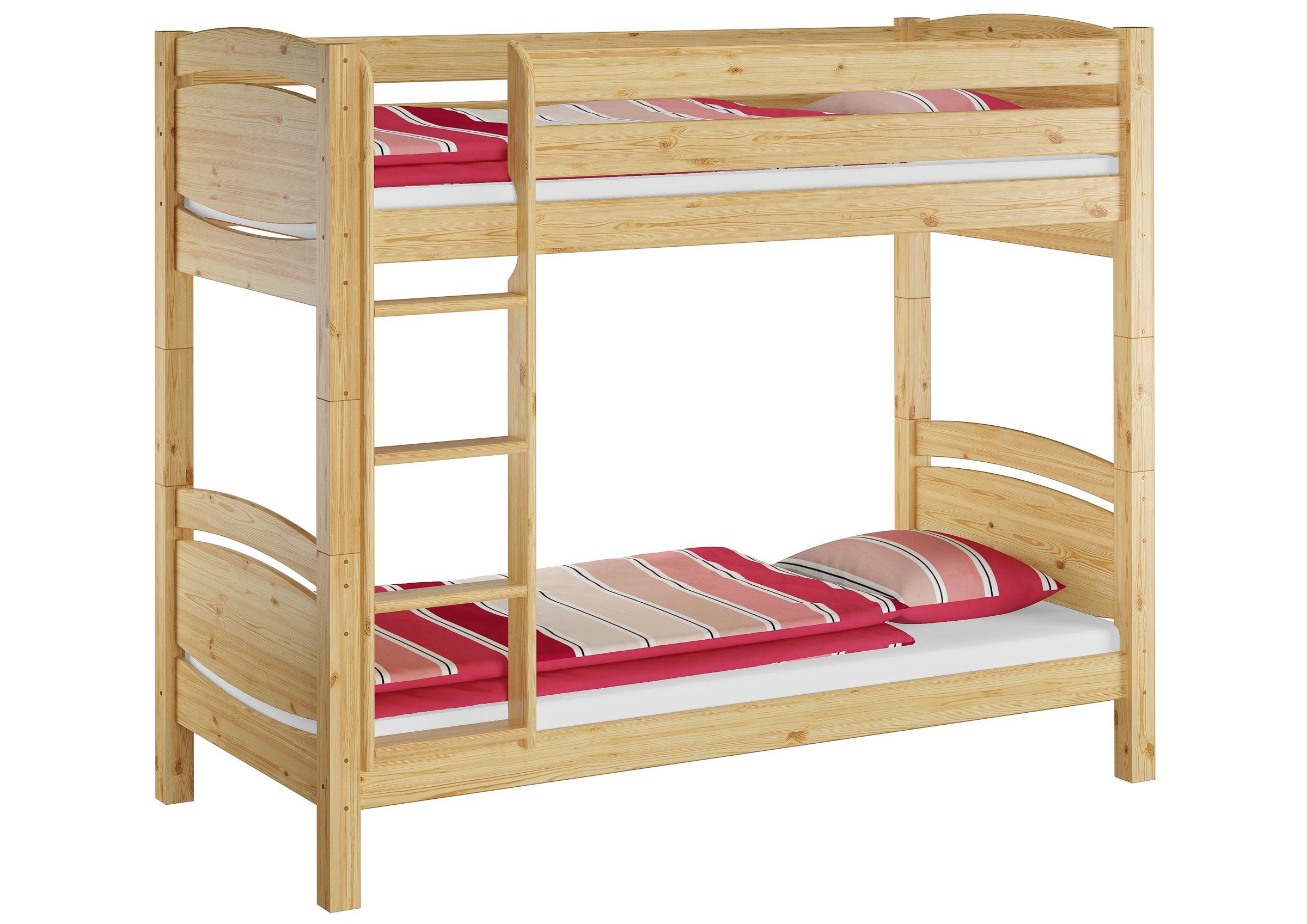 ERST-HOLZ Etagenbett Etagenbett 90 x 200 cm für Kinder und Erwachsene Kiefer Nische 100