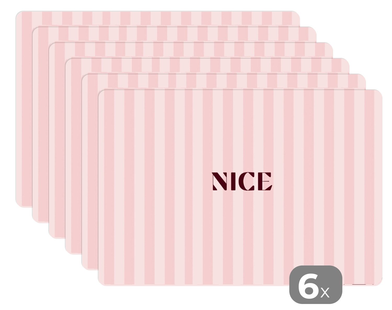 MuchoWow Platzset Hübsch - Streifen - Rosa, (6-St), Platzsets, Tischset, Abwaschbar, Tischsets, Platzdeckchen