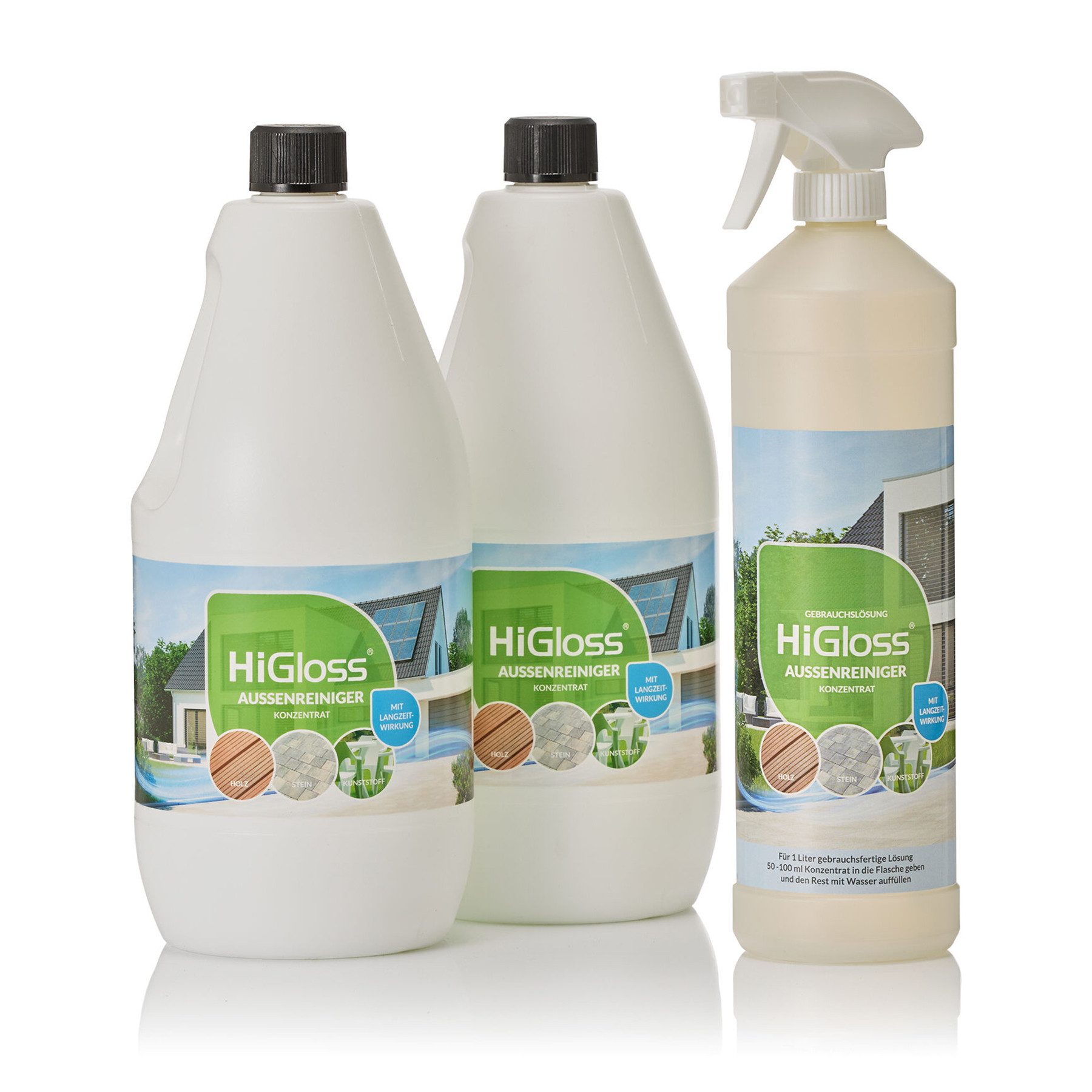 HiGloss Außenreiniger mit Langzeitwirkung Entkalker (2, [2-St. Special Edition 2er Set Effektive Reinigung, kraftvoll gegen Schmutz für Outdoor-Oberflächen)