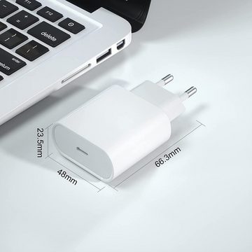 autolock 20W USBC Ladegerät + 2 Meter USB-C Kabel Schnellladegerät USB-Ladegerät (Power Adapter für iPhone 14/14 Plus/14 Pro/14 Pro Max/13 12 11 SE)