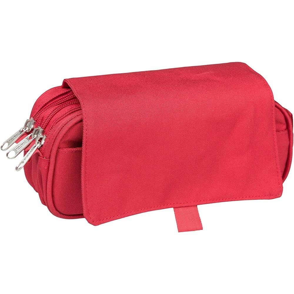 Klappe Federmäppchen Federmäppchen Fächern, 3 und Idena mit Schlampermäppchen rot Faulenzer-Etui