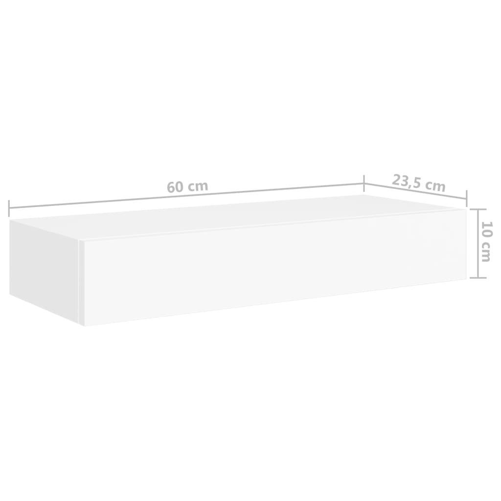 cm Schublade Weiß MDF mit Wandregal 60x23,5x10 furnicato