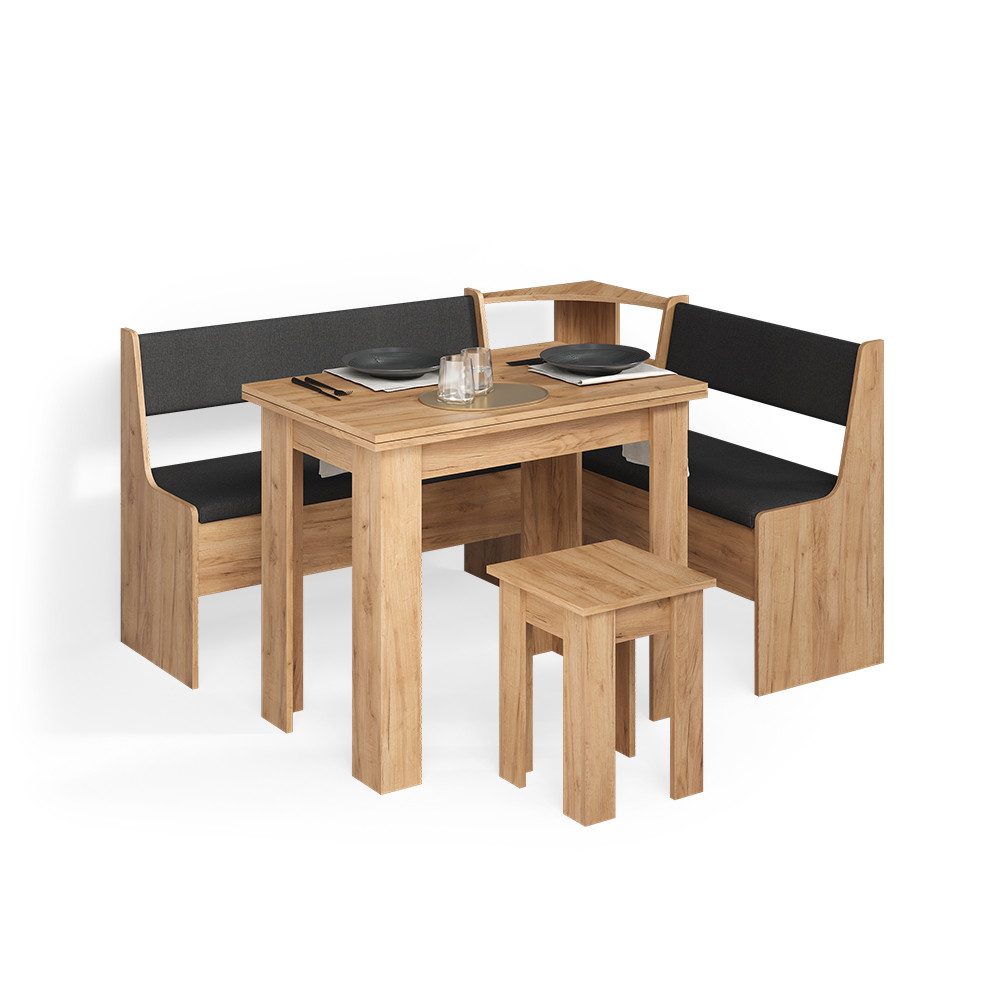 Livinity® Esstisch Tiberio, Goldkraft Eiche, 150 x 120 cm mit Tisch (3-St)