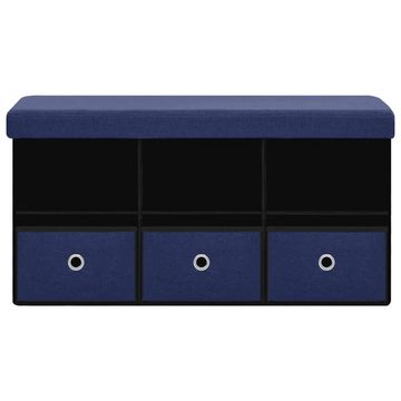 furnicato Truhenbank Faltbare Sitzbank mit Stauraum Blau 76x38x38 cm Leinenoptik