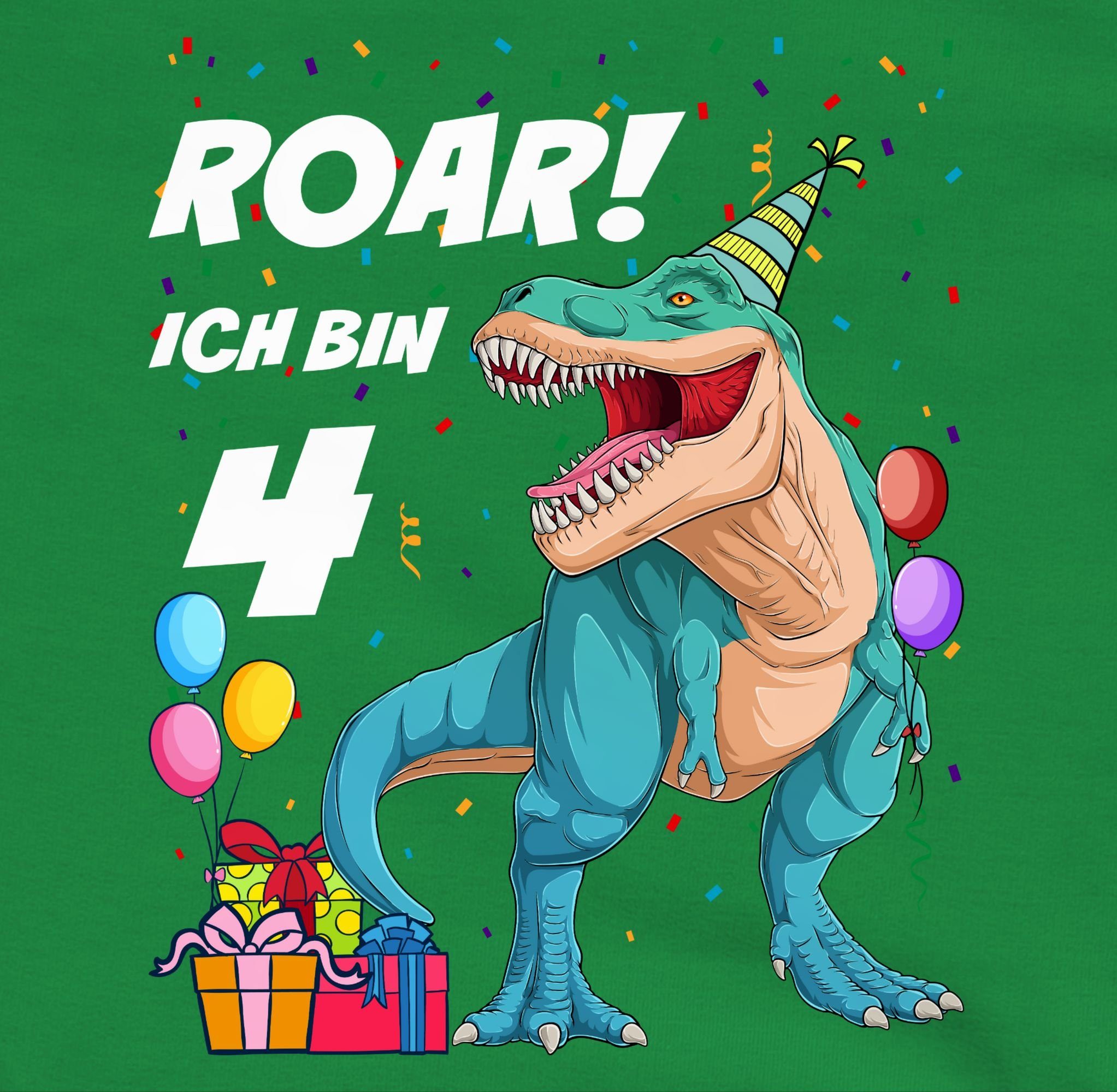 4. bin Dino Jahre Sweatshirt Geburtstag Shirtracer Dinosaurier Ich 2 T-Rex - 4 Grün