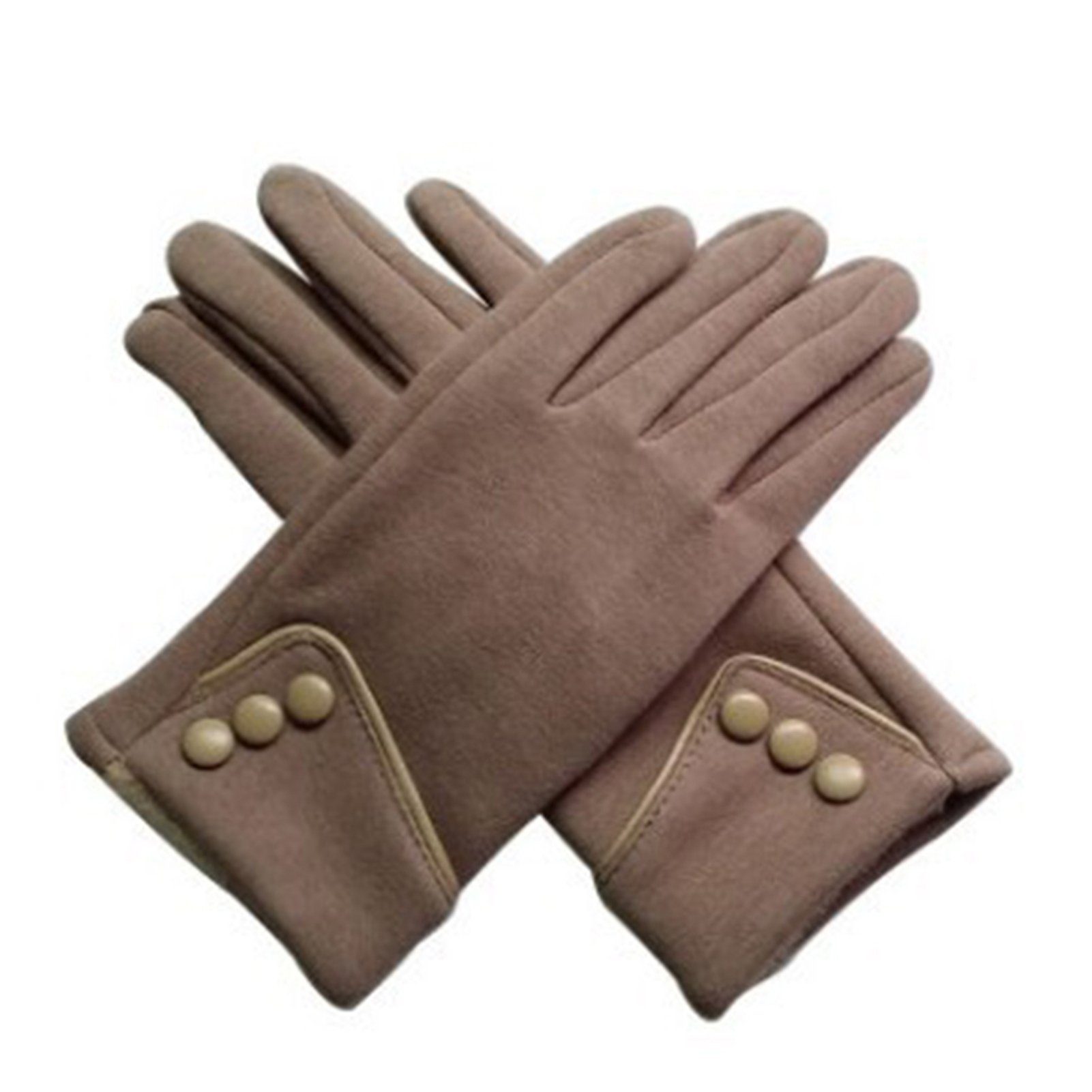 Blusmart Fleecehandschuhe Für Damen-Winterhandschuhe, khaki Fleecehandschuhe Vintage-Vollfingerhandschuhe, Winddicht