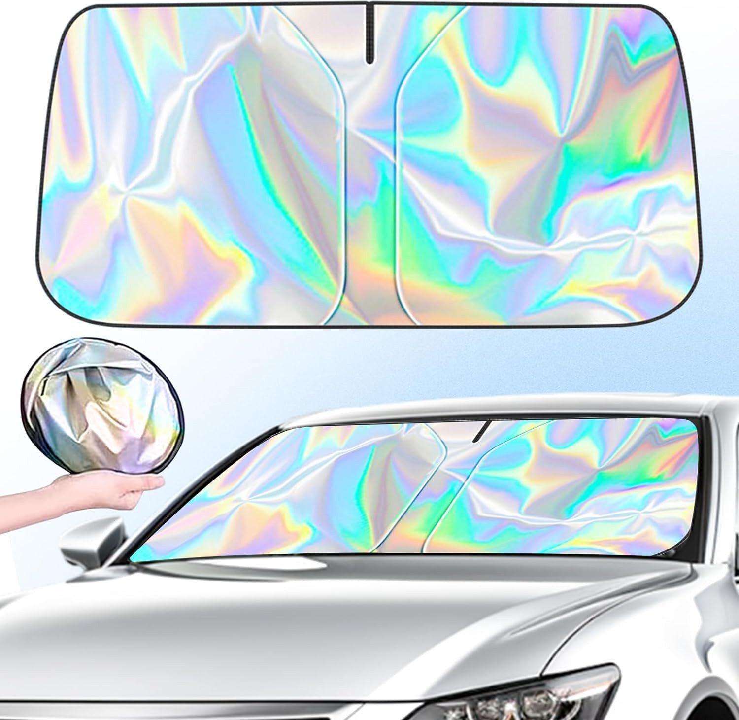 FELIXLEO Autosonnenschutz 140x70cm Sonnenschutz Auto Frontscheibe Innen, Faltbar UV Schutz M