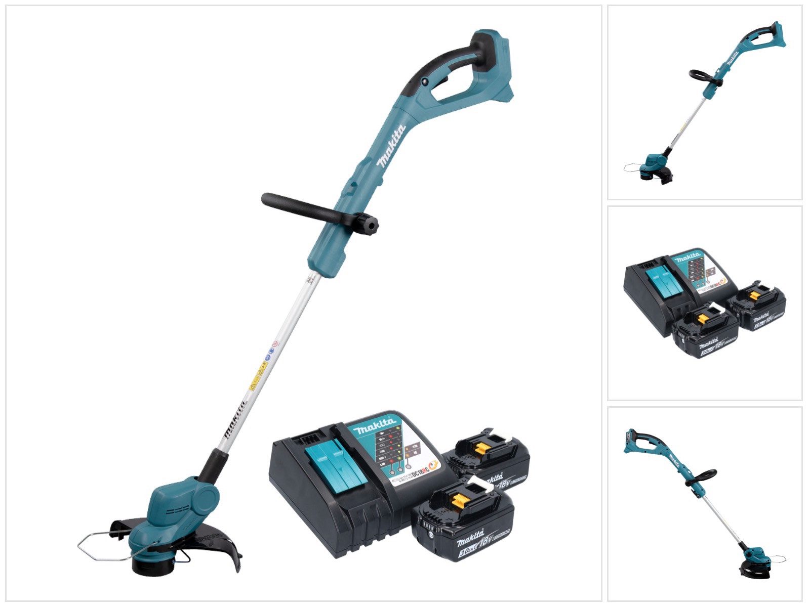 Makita Benzin-Motorsense DUR 193 RF2 Akku Rasentrimmer 18 V 260 mm + 2x Akku 3,0 Ah + Ladegerä