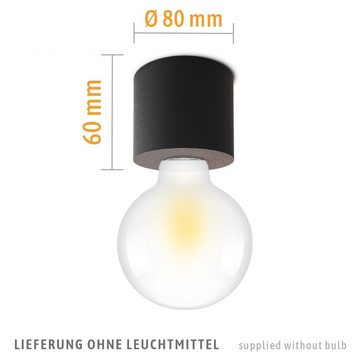 SSC-LUXon Aufbauleuchte NAMBI 4 Stück kleine Deckenlampe E27 schwarz rund Lampenfassung Decke