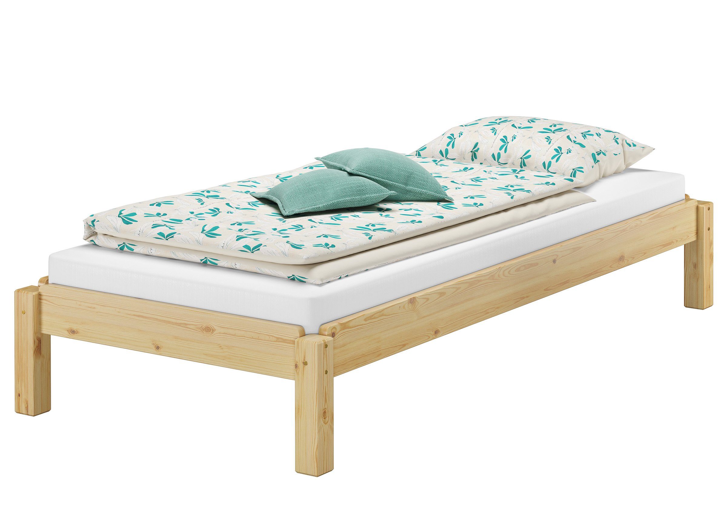 ERST-HOLZ Stapelbett Stapelbett Massivholz Kurz Stapelbar Kiefer 90 x 190 cm