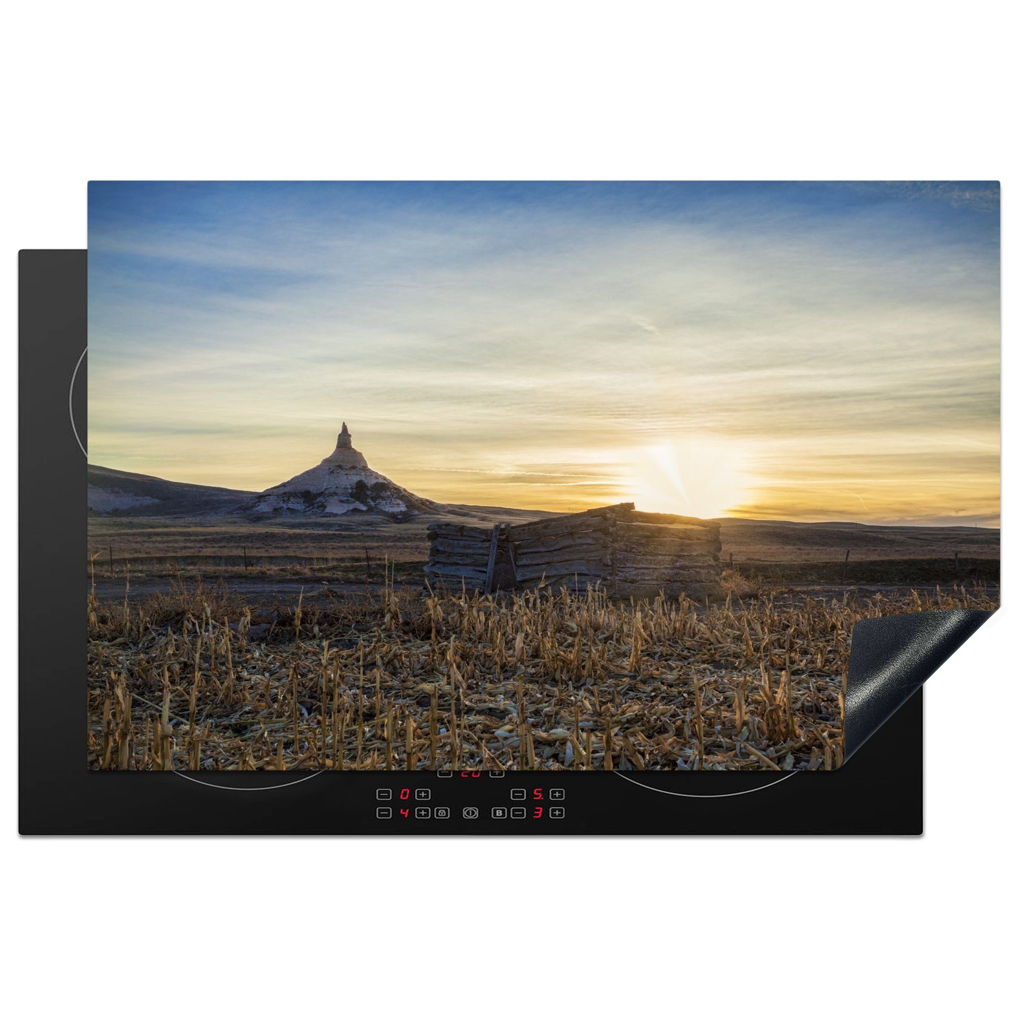 MuchoWow Herdblende-/Abdeckplatte Sonnenuntergang an einer natürlichen Formation in Nebraska, Vinyl, (1 tlg), 81x52 cm, Induktionskochfeld Schutz für die küche, Ceranfeldabdeckung