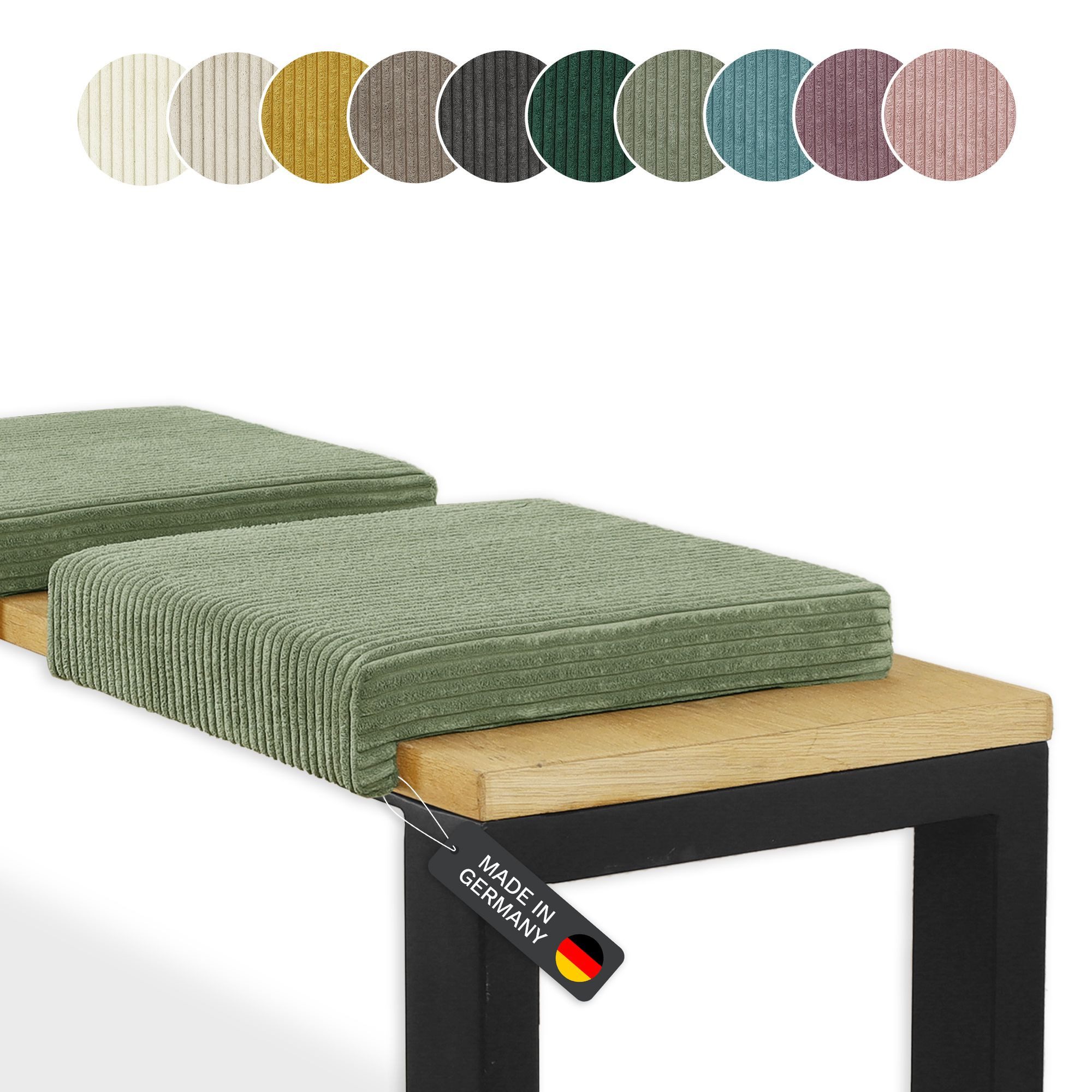 Lycce Bankauflage Bankauflage Klemmkissen 1 Leiste, Cordstoff extra Polsterung, (1 St), für Banktiefe ab 35 cm, verrutscht nicht, versch. Farben