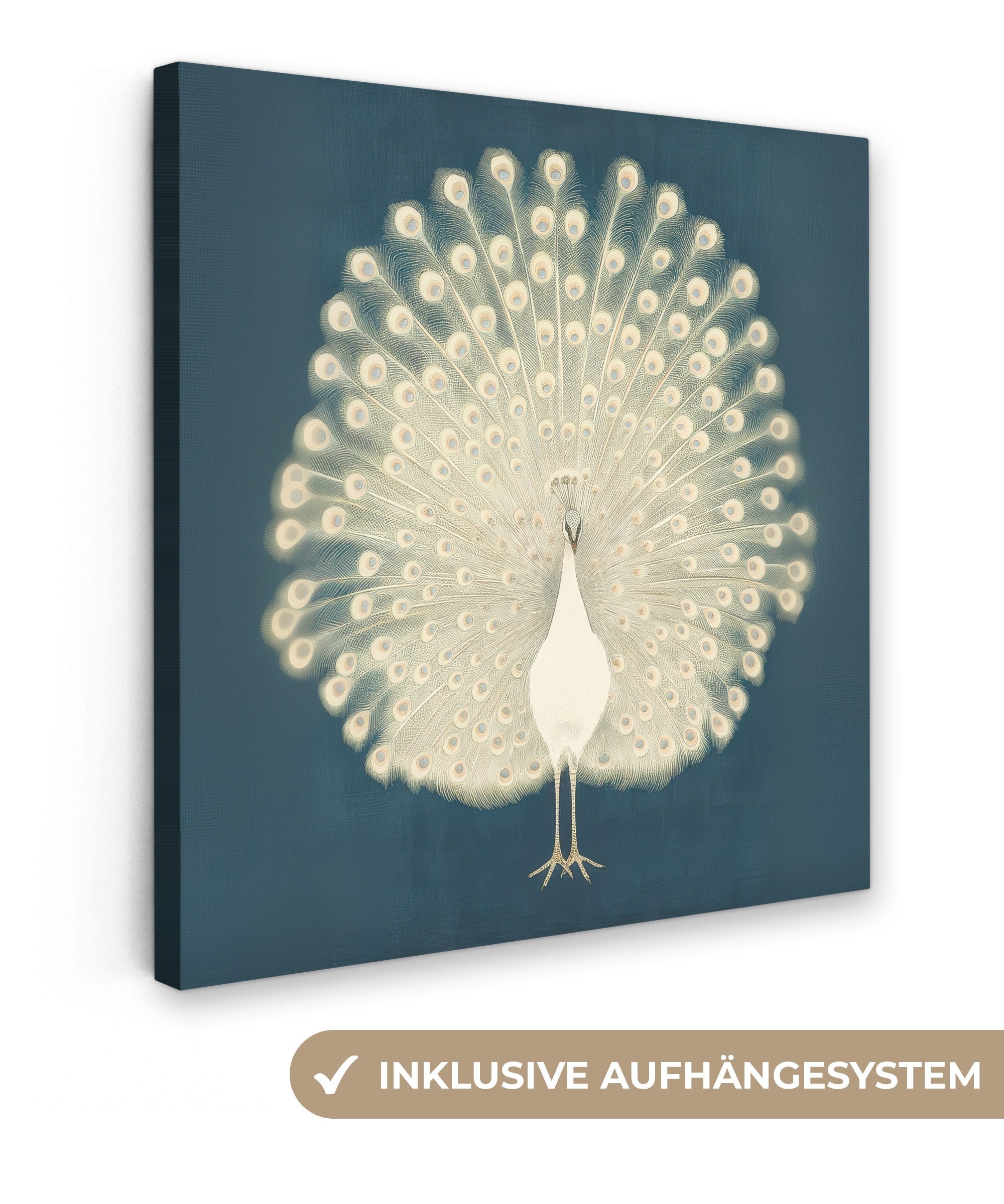 OneMillionCanvasses® Leinwandbild Vogel - Blau - Vintage, Fotodruck (1 St), Wandbild, Deko Schlafzimmer Wohnzimmer Flur 20x20 cm