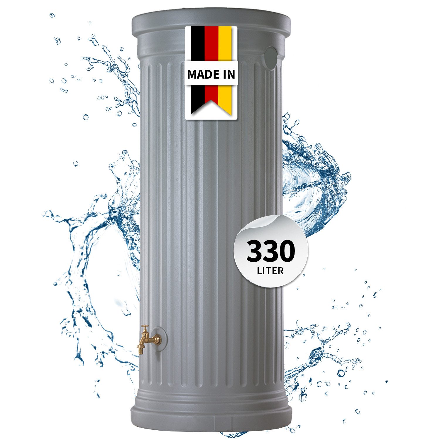 Regentonne Säulentank Regentonne 330 Liter steingrau