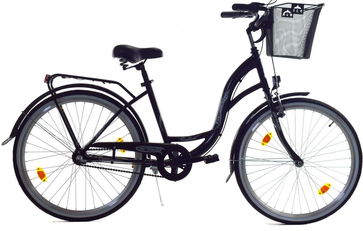 T&Y Trade Cityrad 26 Zoll NEXUS Schwar, Rücktritt, GANG City Shimano, Gang 3 Fahrrad Rad Korb 3 Gepäckträger, Bike 3 Seitenständer, Licht, Nabenschaltung, Damen Reflex Gang, Nexus Mädchen