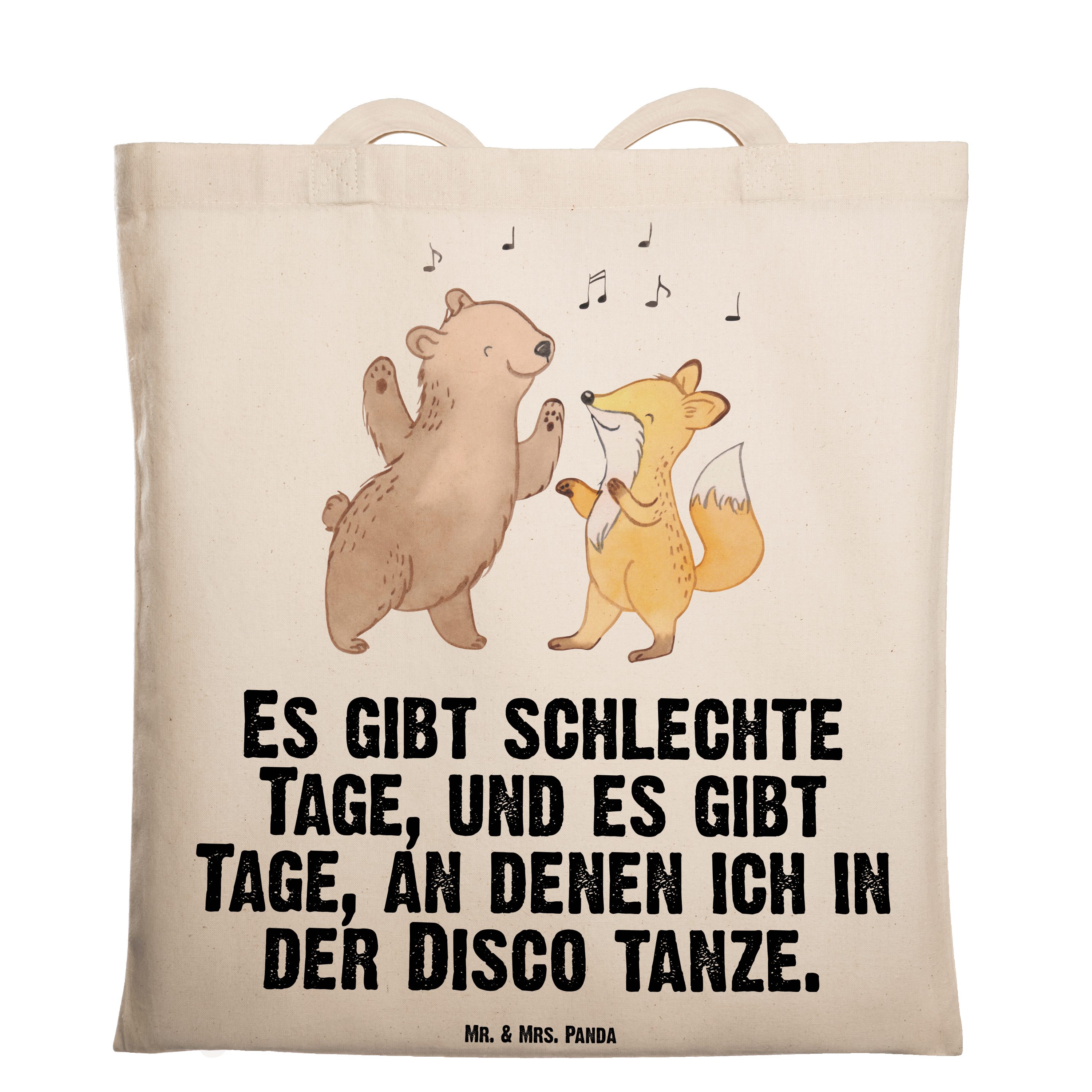 Mr. & Mrs. Panda Tragetasche Bär & Fuchs Disco Tage - Transparent - Geschenk, Auszeichnung, Feiern (1-tlg)