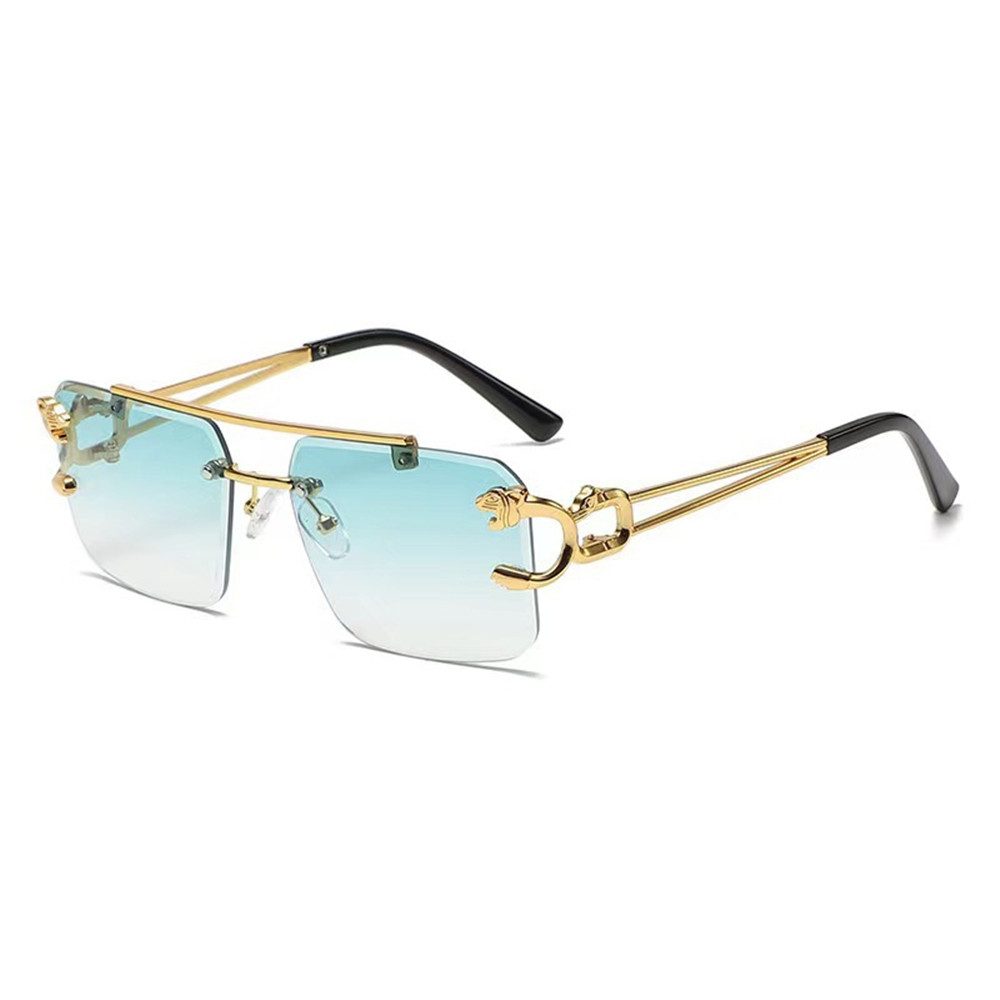 RefinedFlare Sonnenbrille Stilvolle, randlose, quadratische Retro-Sonnenbrille für den Strand Premium-Doppelstrahl-Sonnenbrille