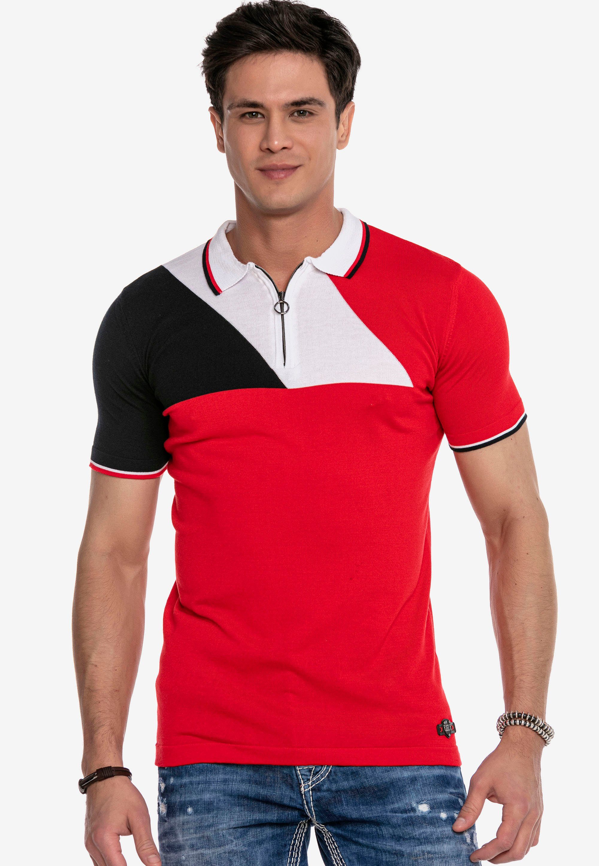 im Baxx rot Cipo Poloshirt modernen & Strickdesign