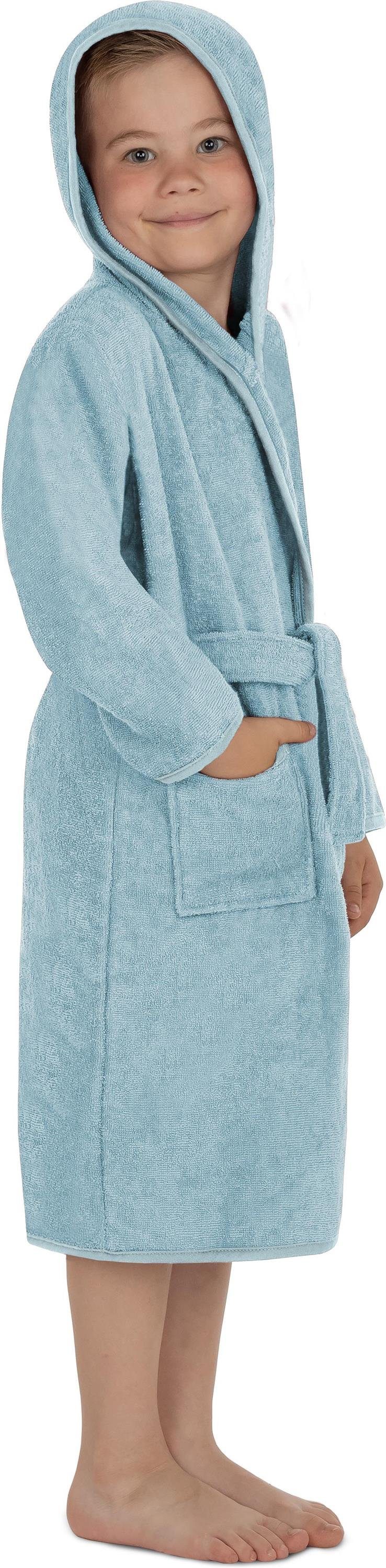 normani Kinderbademantel Frottee Kinderbademantel aus Bio-Baumwolle, Bio-Baumwolle, Kapuze, Bindegürtel, Kapuzenbademantel für Kids