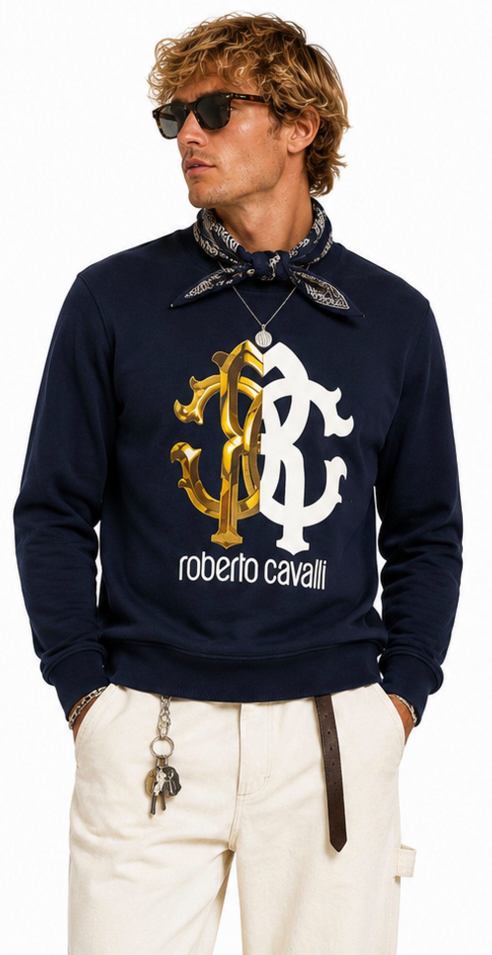 roberto cavalli Sweatshirt FIRENZE RC Monogram Logo Sweatshirt Pullover Sweater Exklusive Roberto Cavalli Firenze Premium-Linie