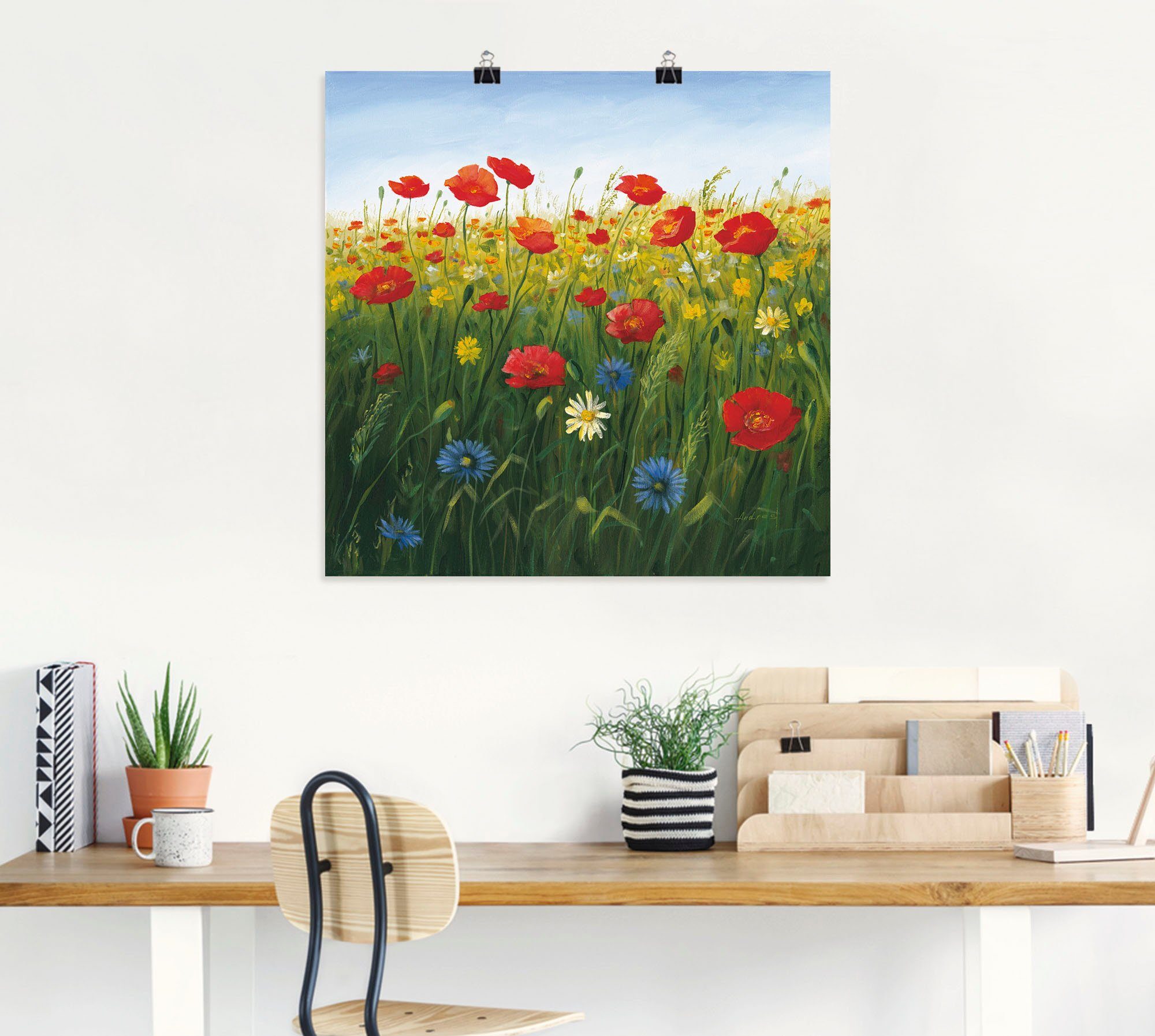 Artland Wandbild Mohnblumen Leinwandbild, Landschaft Größen Alubild, versch. als (1 St), Blumenwiese Wandaufkleber in Poster oder I