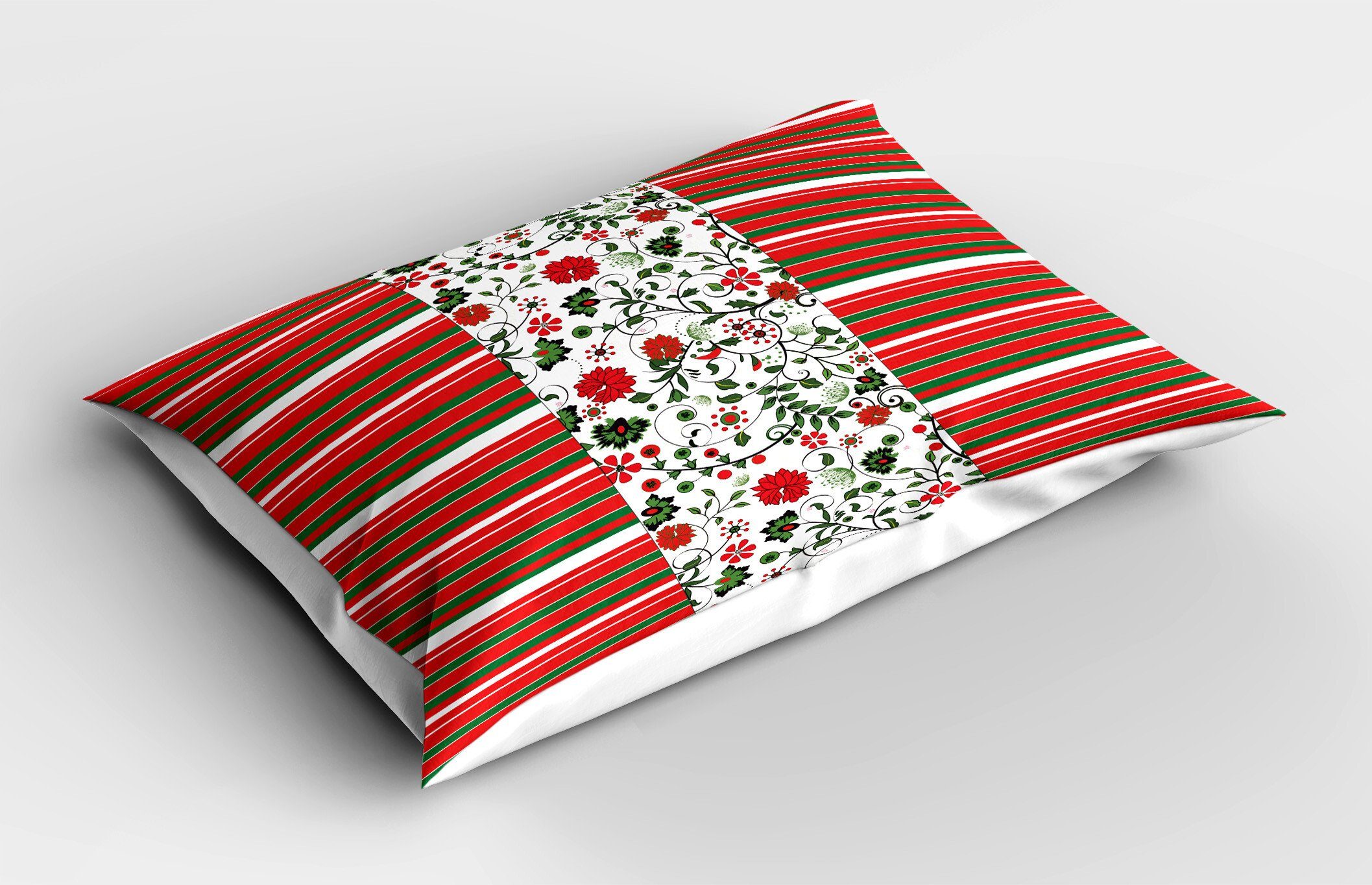 Blumenrand Size Weihnachten Abakuhaus Stück), King (1 Kissenbezüge Kissenbezug, Dekorativer Standard Gedruckter Stripes