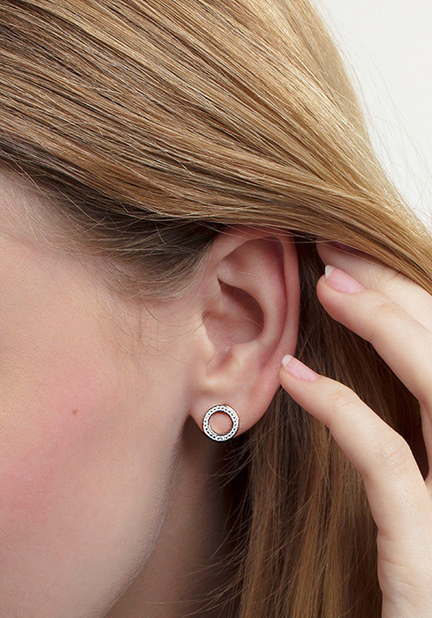 THOMAS SABO Paar Ohrstecker Kreise Groß bunt oder weiß, mit Glas-Keramik Stein, Korund, Spinell, Zirkonia (synth)