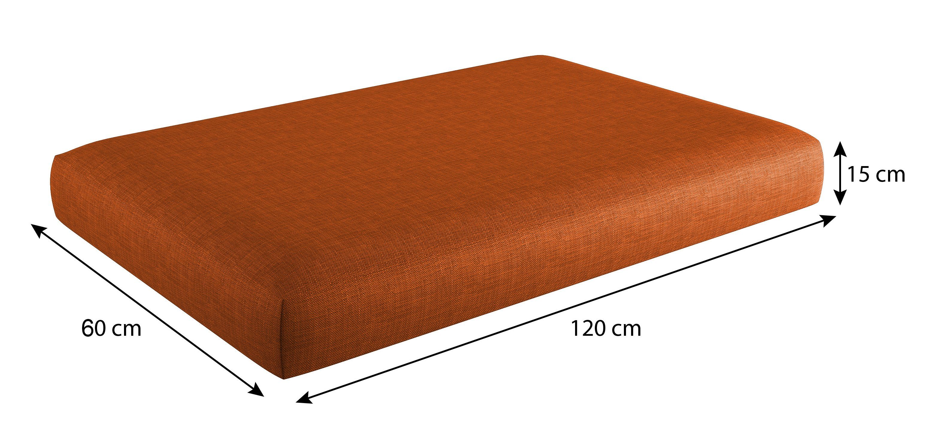 sunnypillow Sitzkissen Palettenkissen mit abnehmbarem Bezug Sitzkissen 120x60x15cm, Orange
