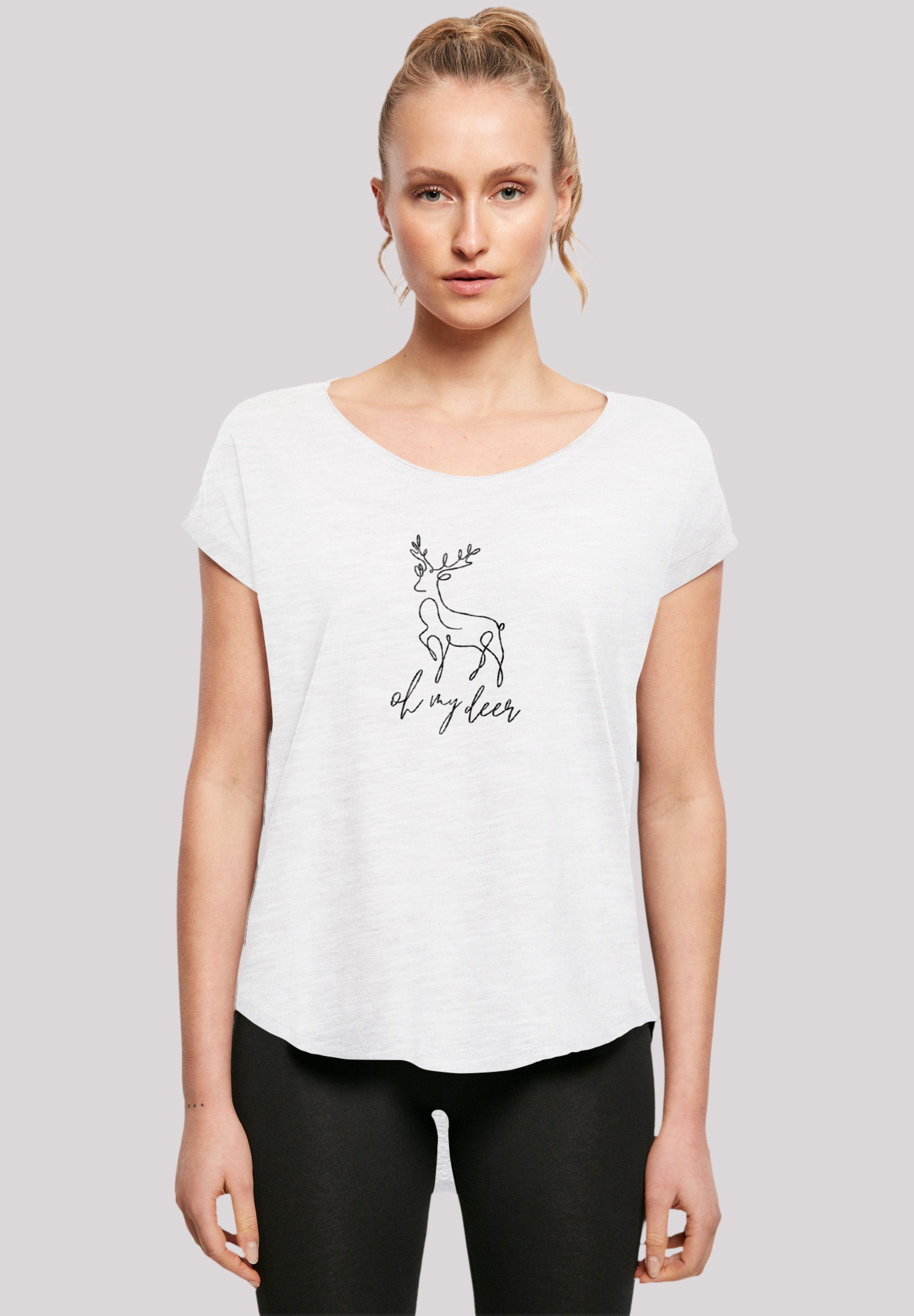 F4NT4STIC T-Shirt Winter Christmas Deer Premium Qualität, Rock-Musik, Band,  Hinten extra lang geschnittenes Damen T-Shirt