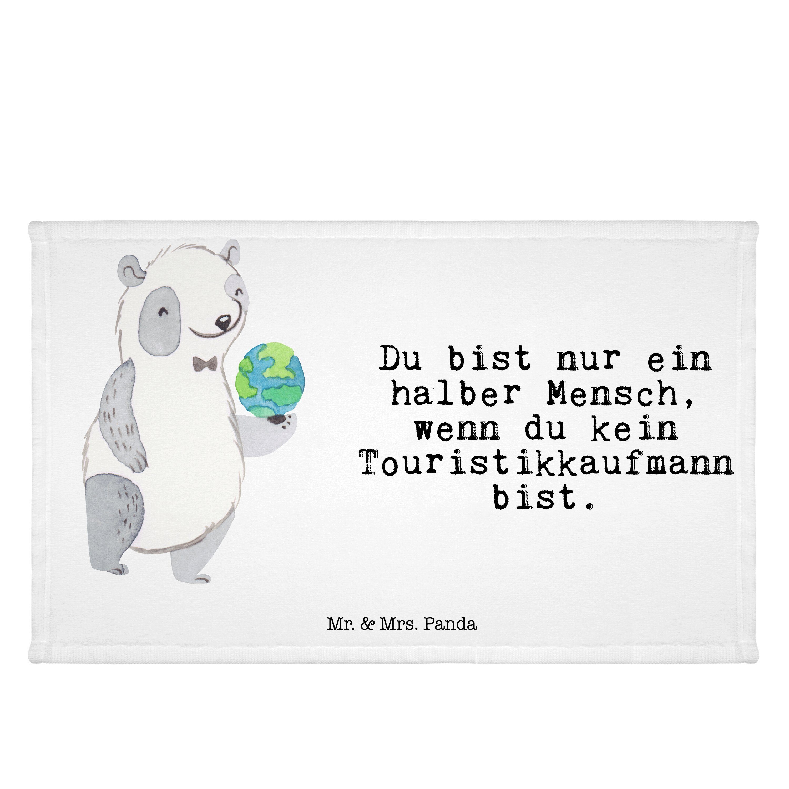 Mr. & Mrs. Panda Handtuch Touristikkaufmann mit Herz - Weiß - Geschenk, Gästetuch, Kollegin, Re, (1-St)