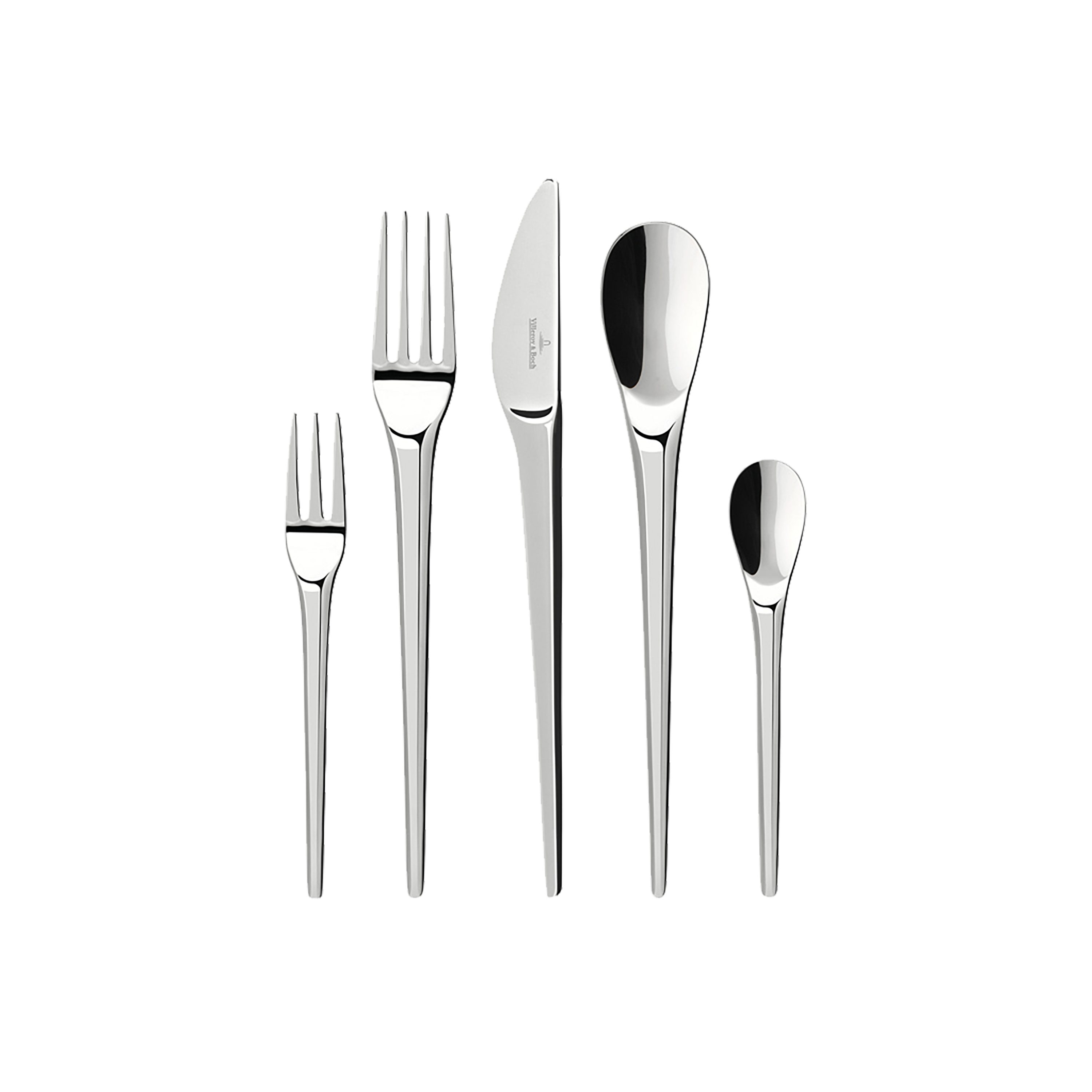 Villeroy & Boch Besteck-Set NewMoon Tafelbesteck (30-tlg), 6 Personen, Edelstahl 18/10, Robustes Besteck aus hochwertigem Edelstahl