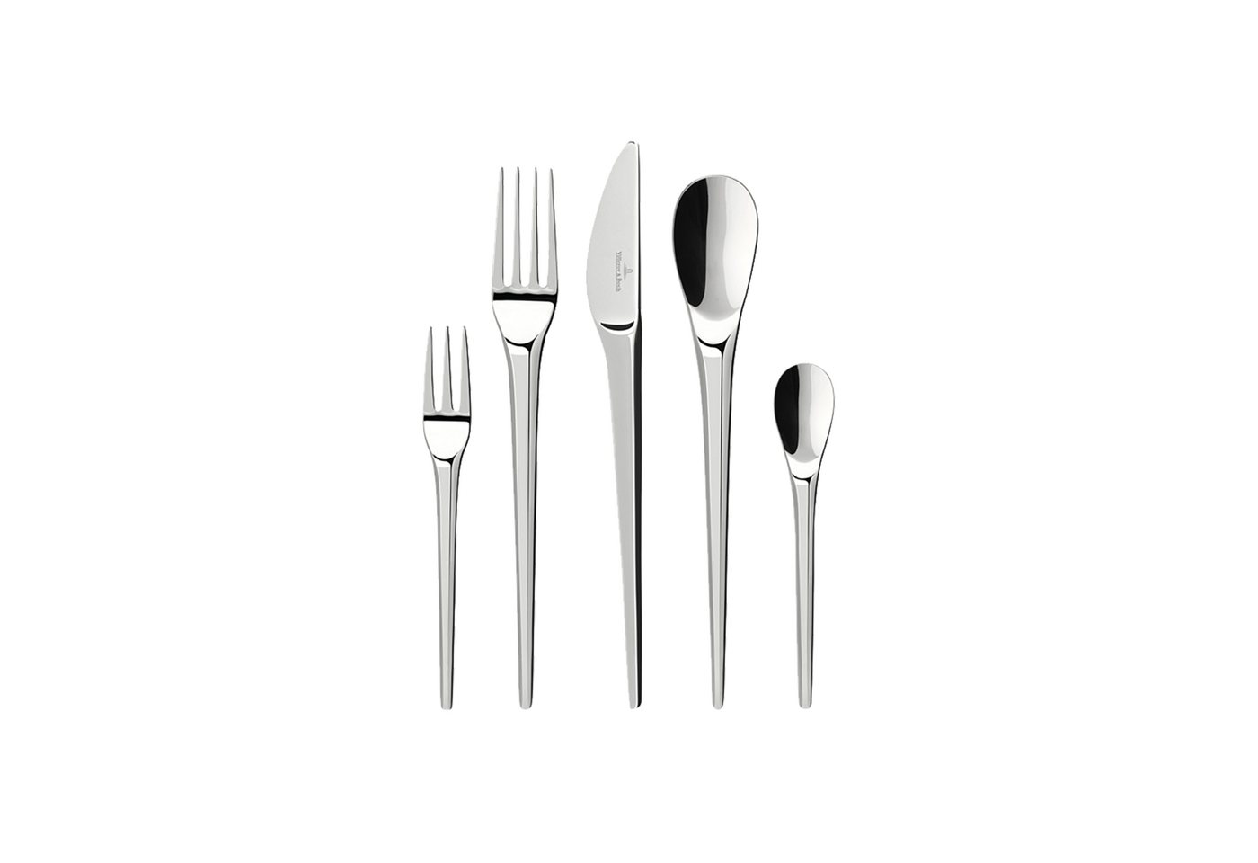 Villeroy & Boch Besteck-Set NewMoon Tafelbesteck (30-tlg), 6 Personen, Edelstahl 18/10, Robustes Besteck aus hochwertigem Edelstahl