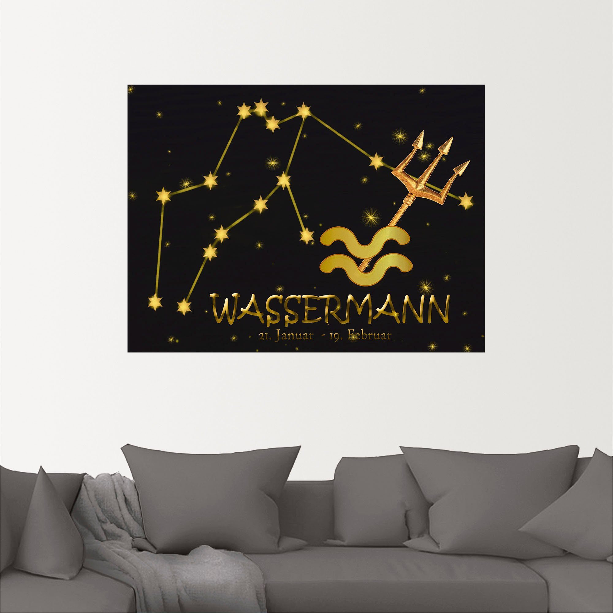 Artland Wandbild Sternzeichen - Wassermann, von (1 Alubild, in Poster als versch. Wandaufkleber oder St), Leinwandbild, Sternzeichen Größen Bilder